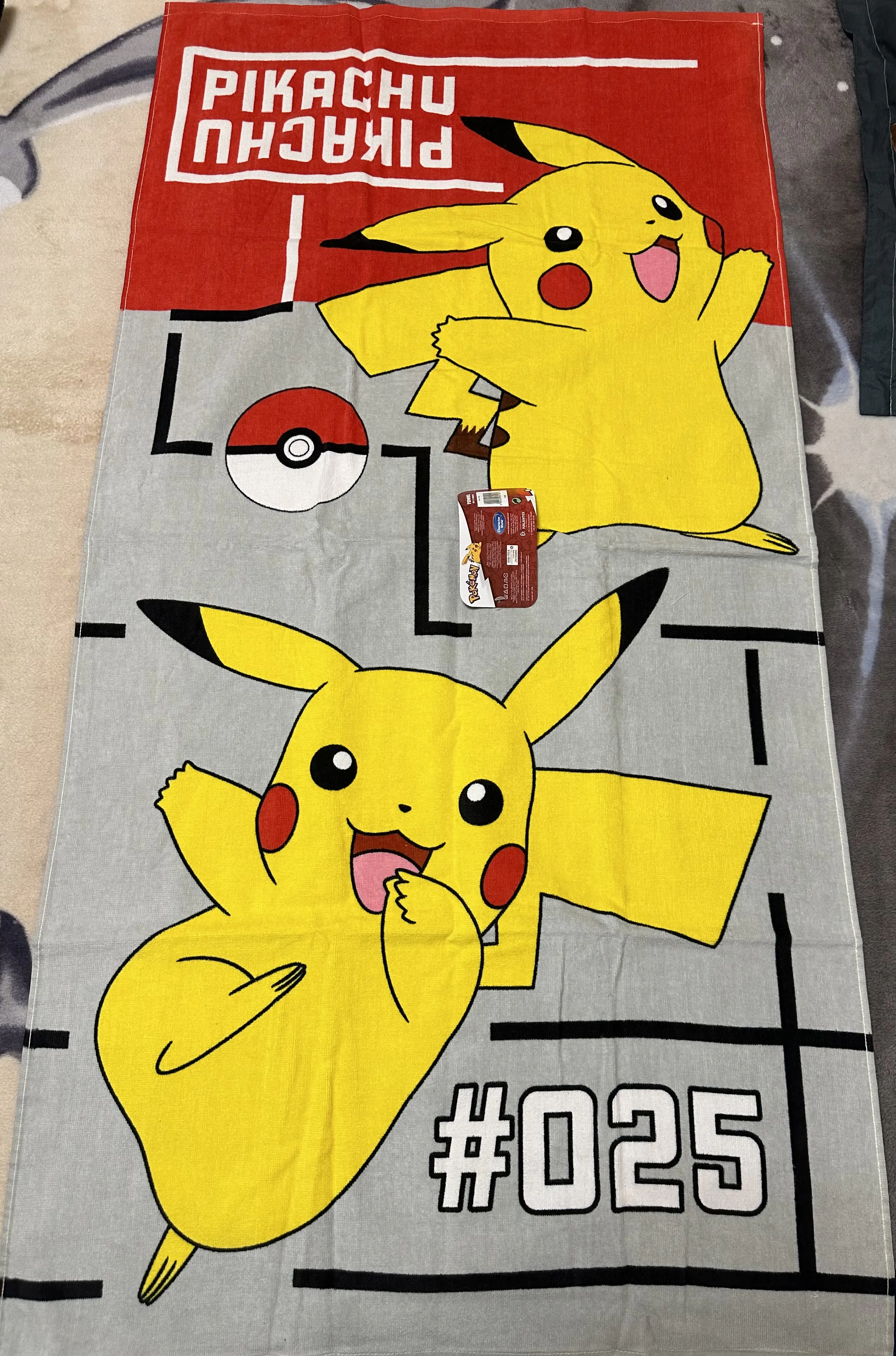 Pokemon Pikachu bombažna brisača za na plažo fotografija izdelka