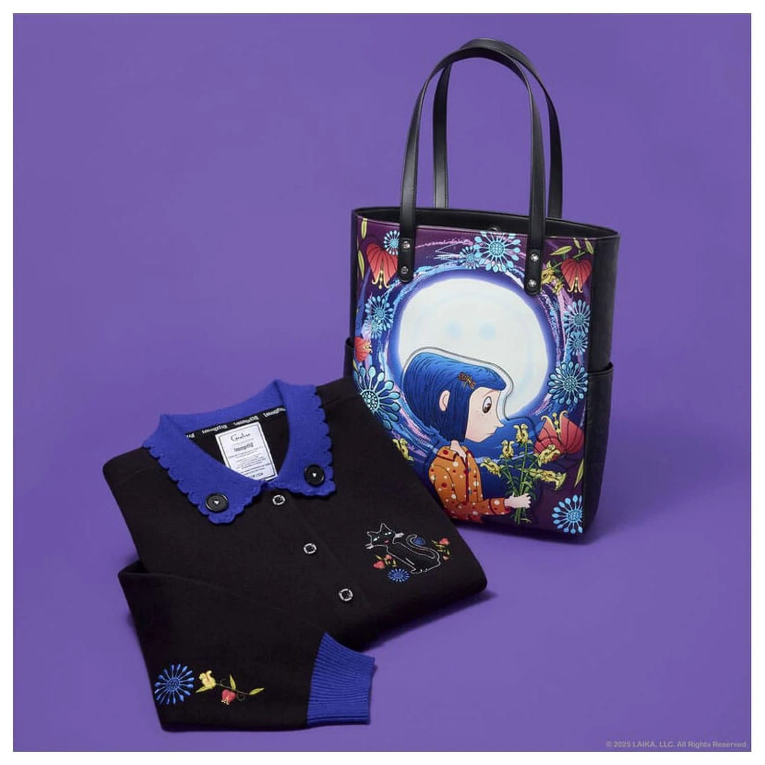 Pixar Coraline by Loungefly Jopa z gumbki Unisex Ovratnik Cat Dragonfly fotografija izdelka