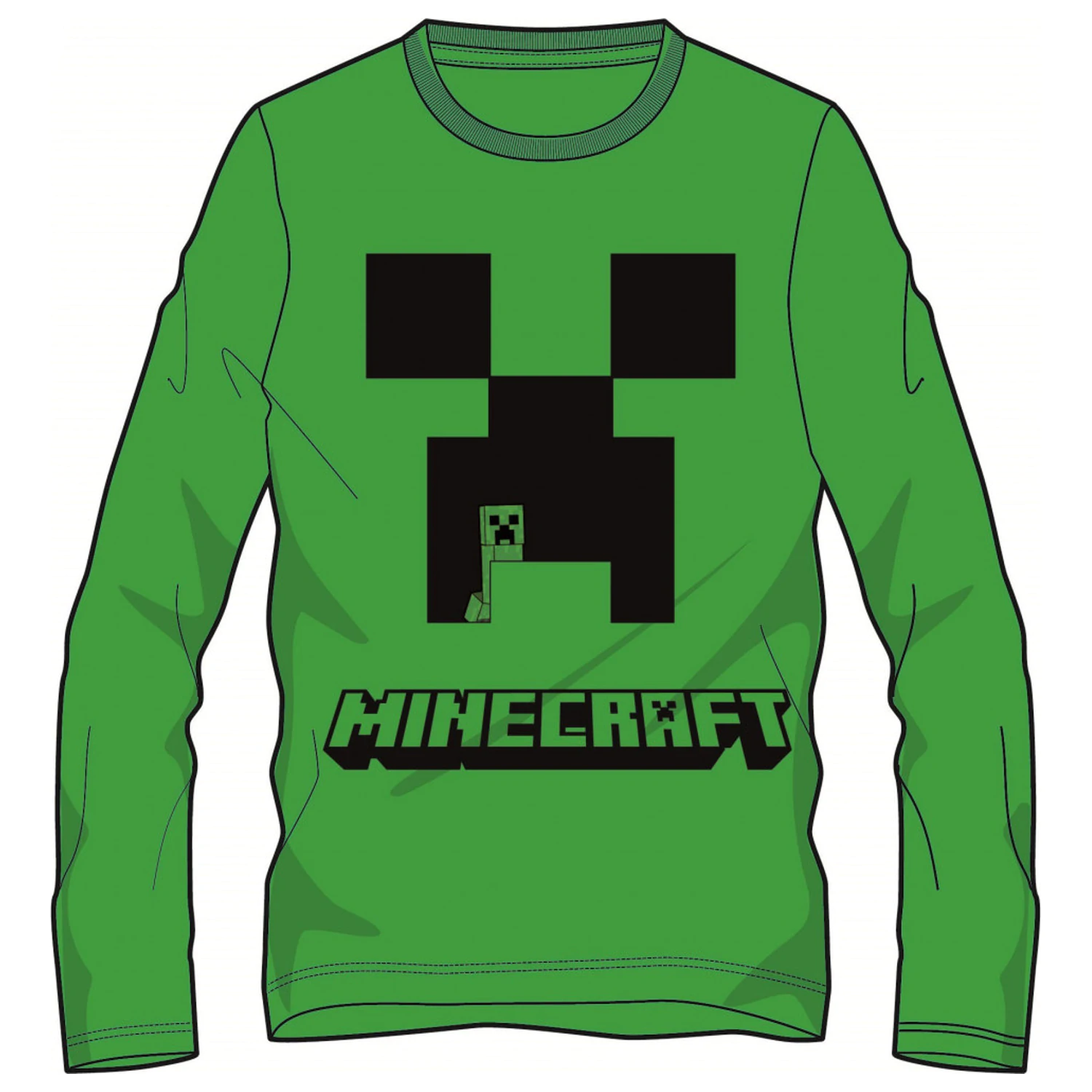 Minecraft Creeper Green Otroška majica z dolgimi rokavi, zgornji del fotografija izdelka