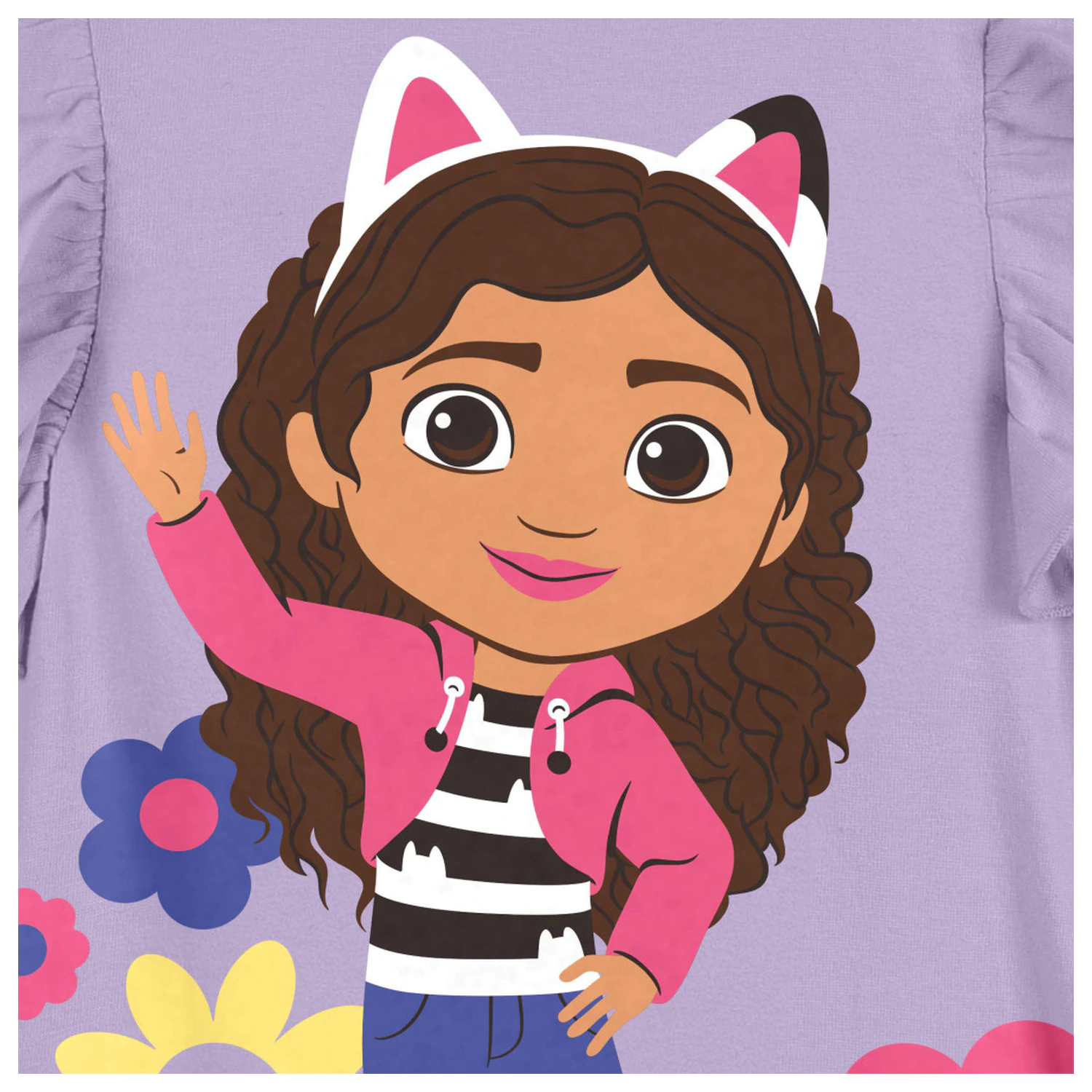 Gabi's Dollhouse Flowers Purple otroška kratka majica s kratkimi rokavi, zgornji del fotografija izdelka