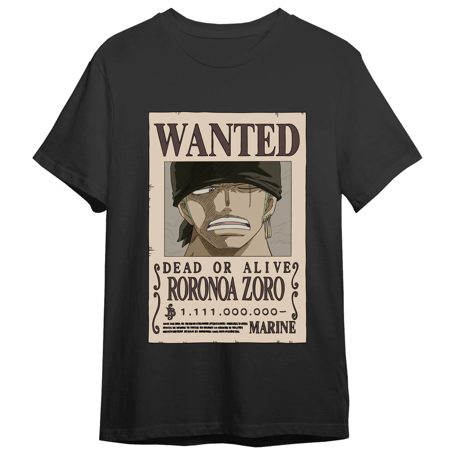 One Piece Roronoa Zoro Wanted majica za odrasle fotografija izdelka