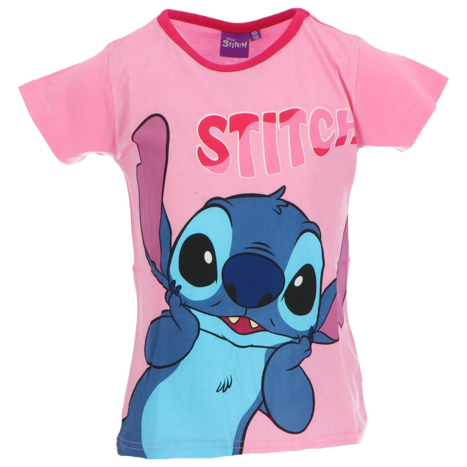 Stitch Surprised Light Pink Otroška kratka majica, Zgornji del fotografija izdelka