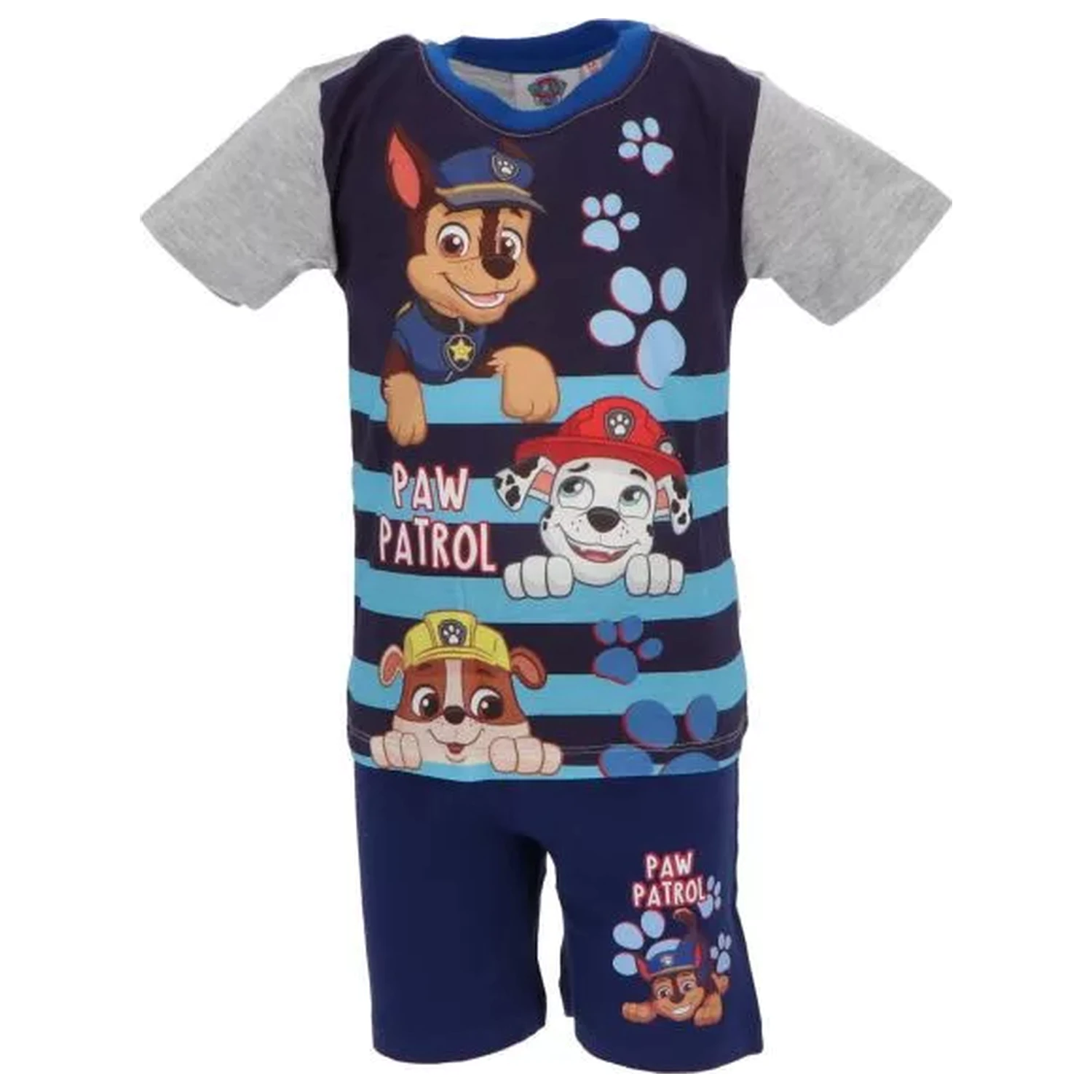 Paw Patrol Happy Stripes Grey kratka otroška pižama fotografija izdelka