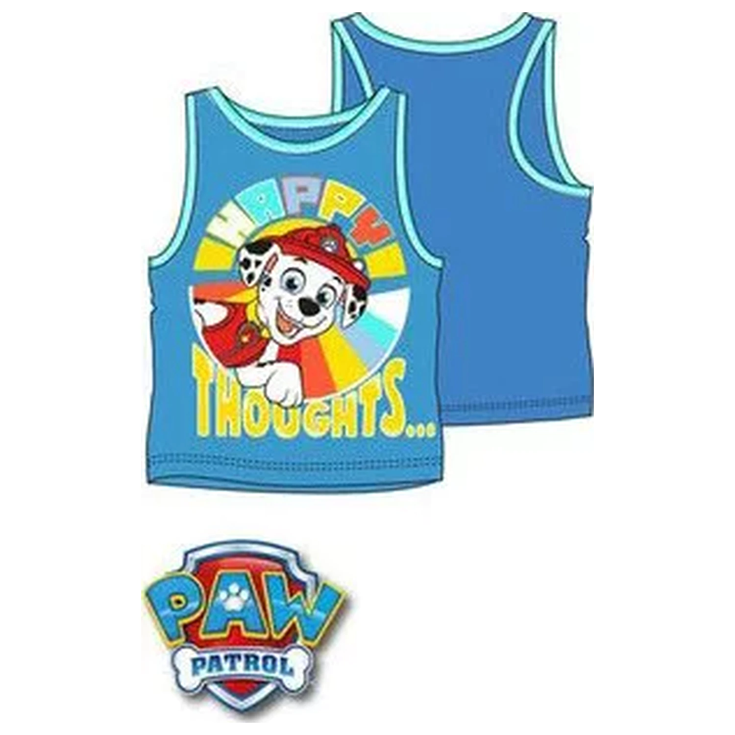 Paw Patrol Happy Thoughts Modra Otroška Majica s Kratkimi Rokavi, Zgornji Del fotografija izdelka