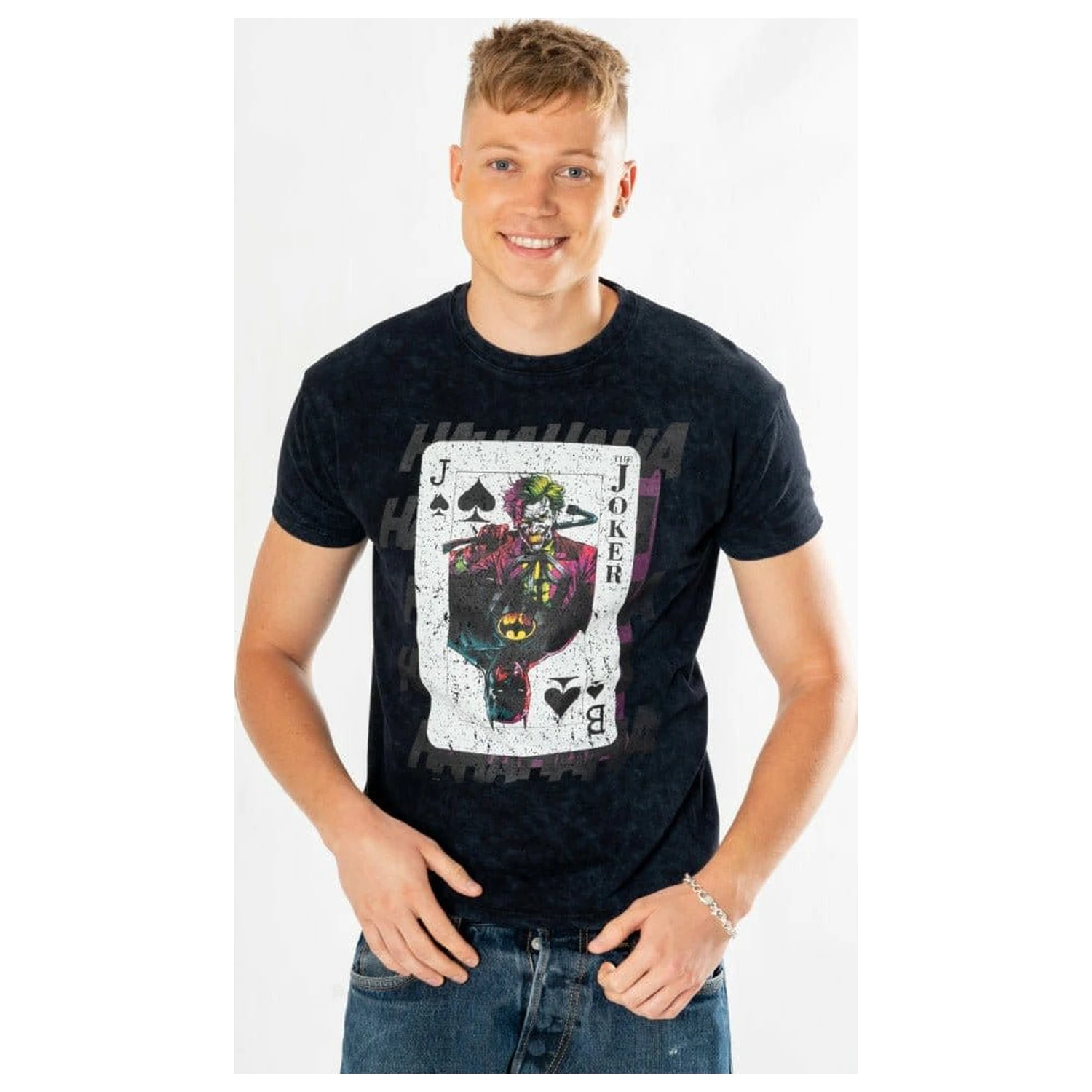 DC Comics majica The Joker Acid Wash Playing Card fotografija izdelka