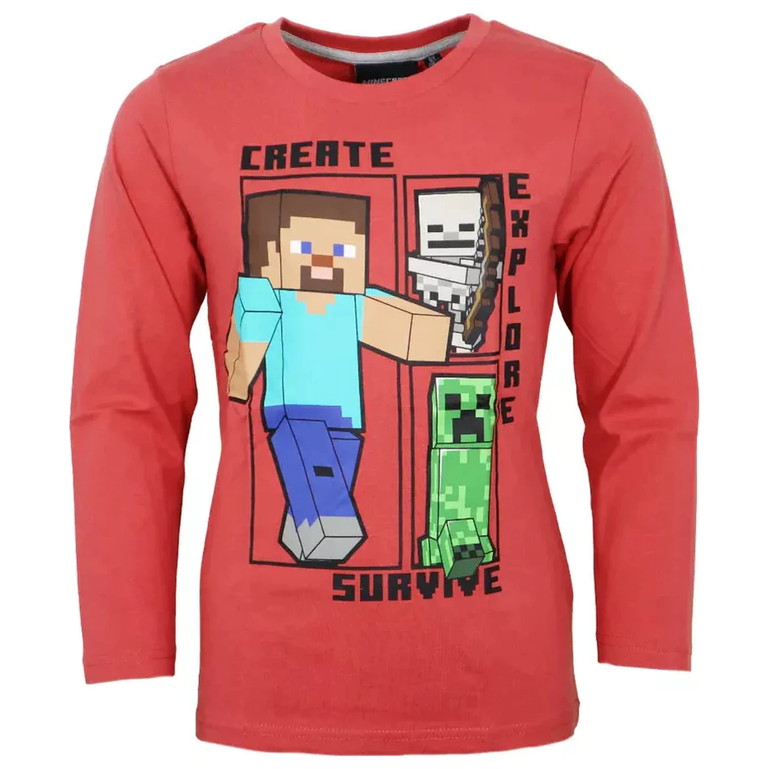 Minecraft Create Rdeča majica z dolgimi rokavi za otroke fotografija izdelka