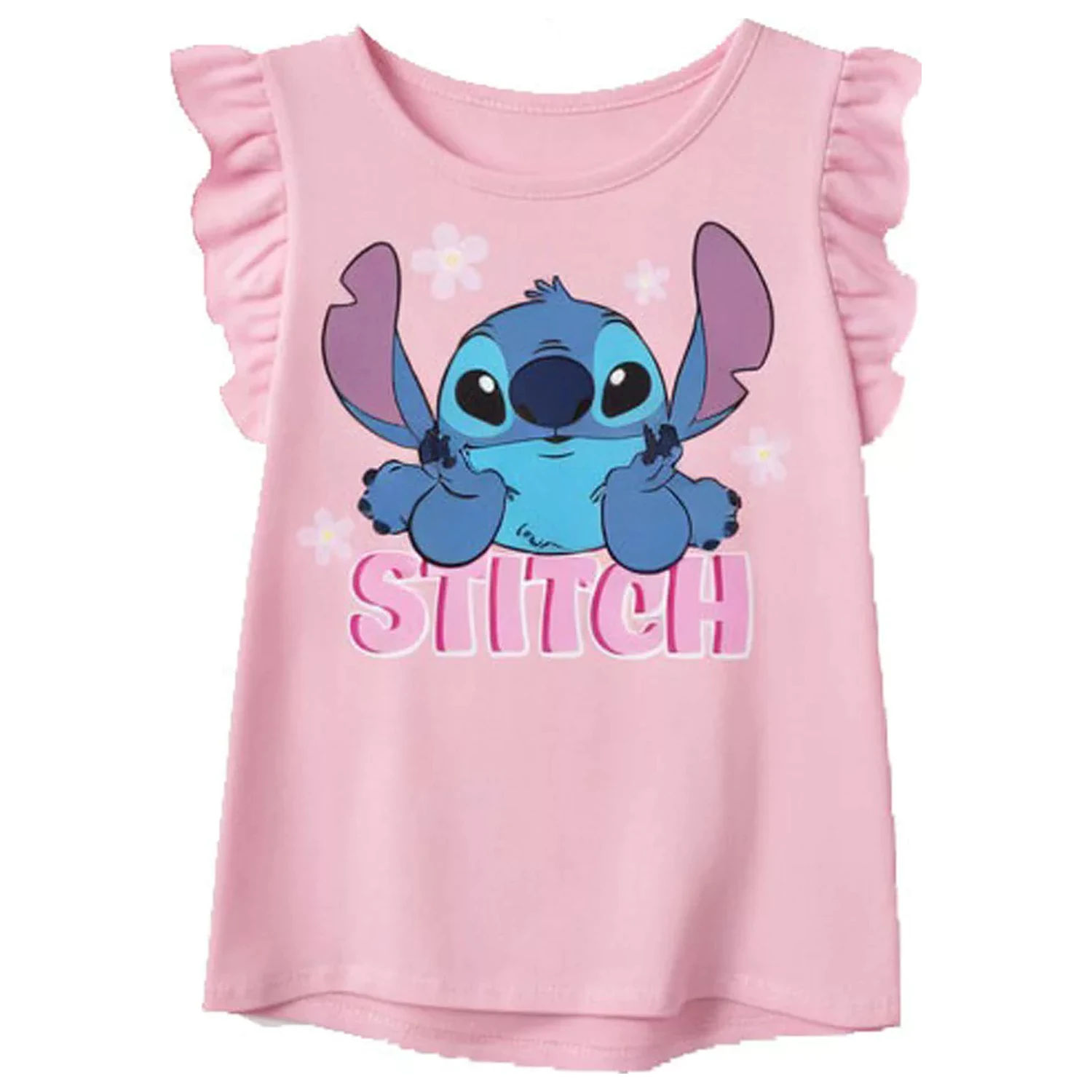 Stitch Tiny Smile Light Pink otroška kratka majica s kratkimi rokavi fotografija izdelka