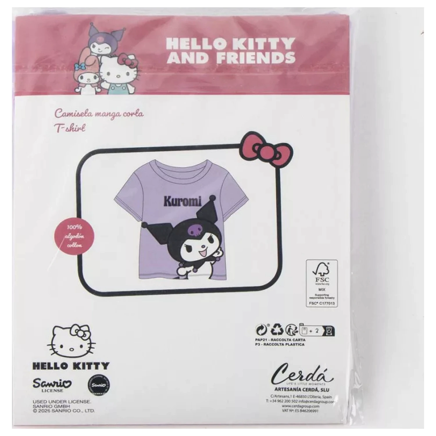 Hello Kitty Kuromi Purple otroška majica s kratkimi rokavi, top fotografija izdelka