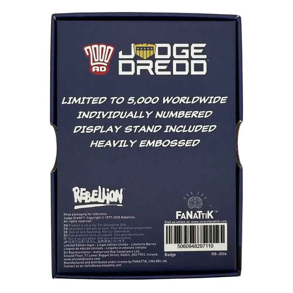 2000 AD Replica Judge Dredd značka omejena izdaja fotografija izdelka