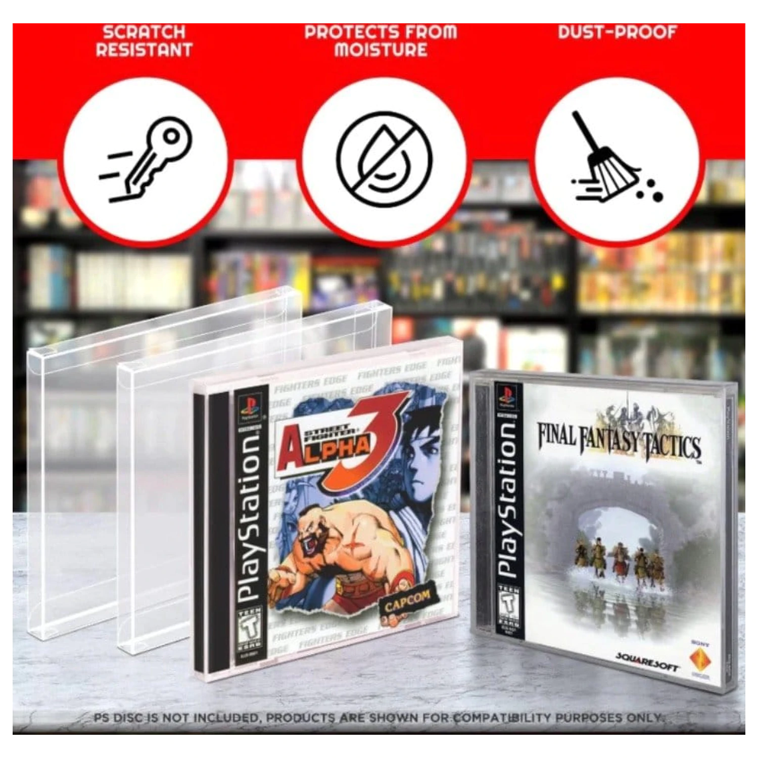 PET Zaščita 25-paket za PS1/Single CD/Dreamcast (Jewel Case) Igre fotografija izdelka