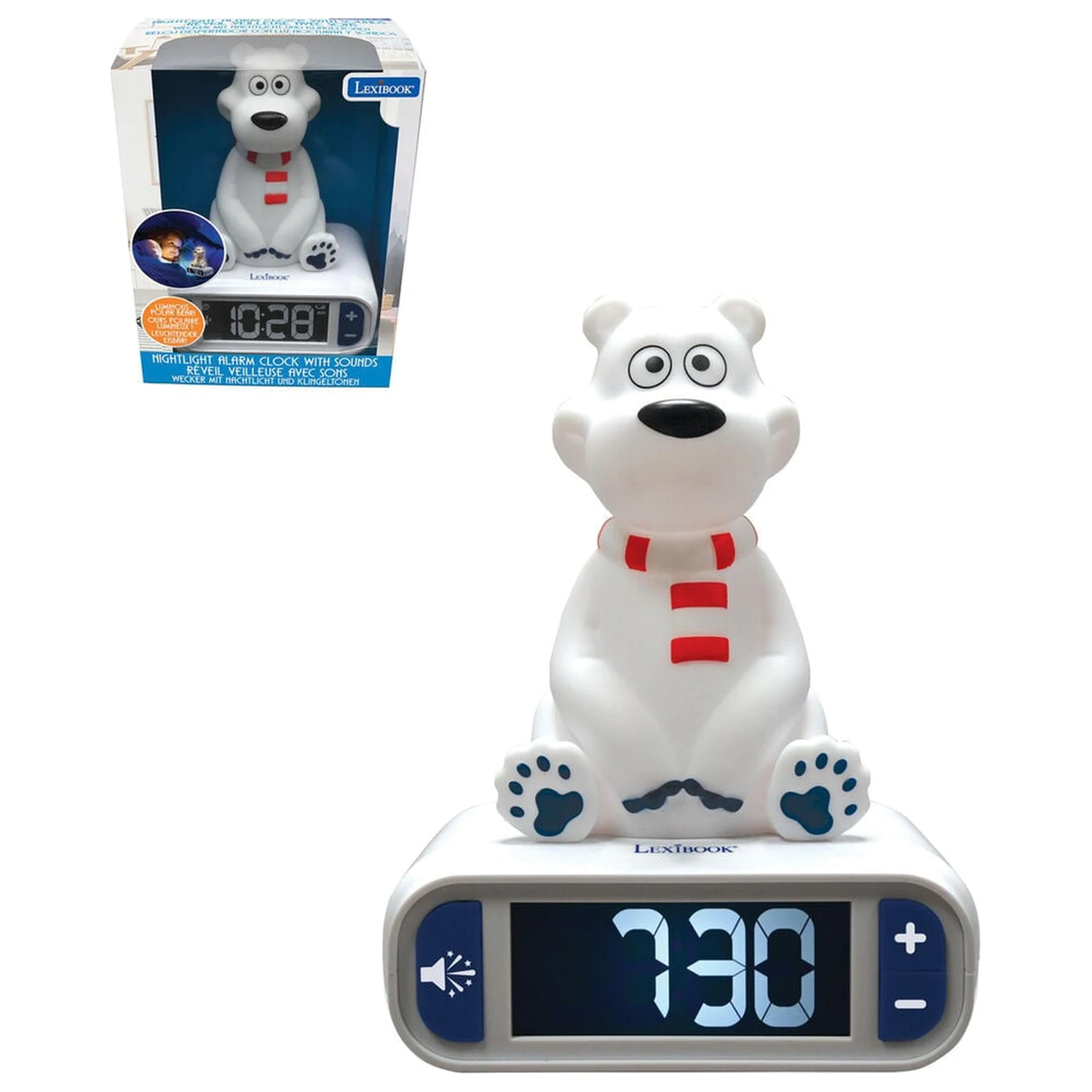 Digitalna budilka z nočno lučko v obliki 3D polarnega medveda fotografija izdelka