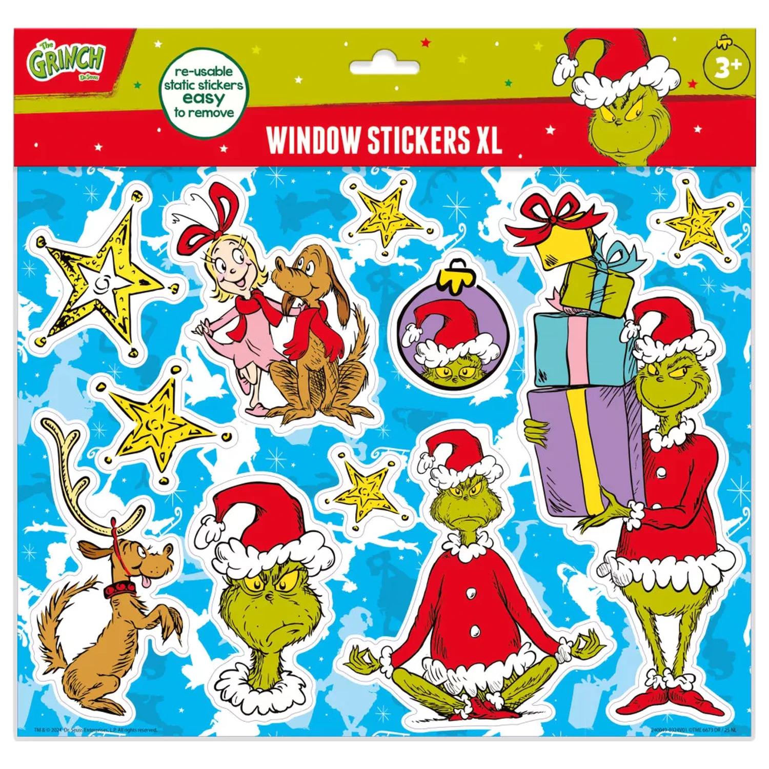 The Grinch Dr Seuss Set nalepk za okno XL fotografija izdelka