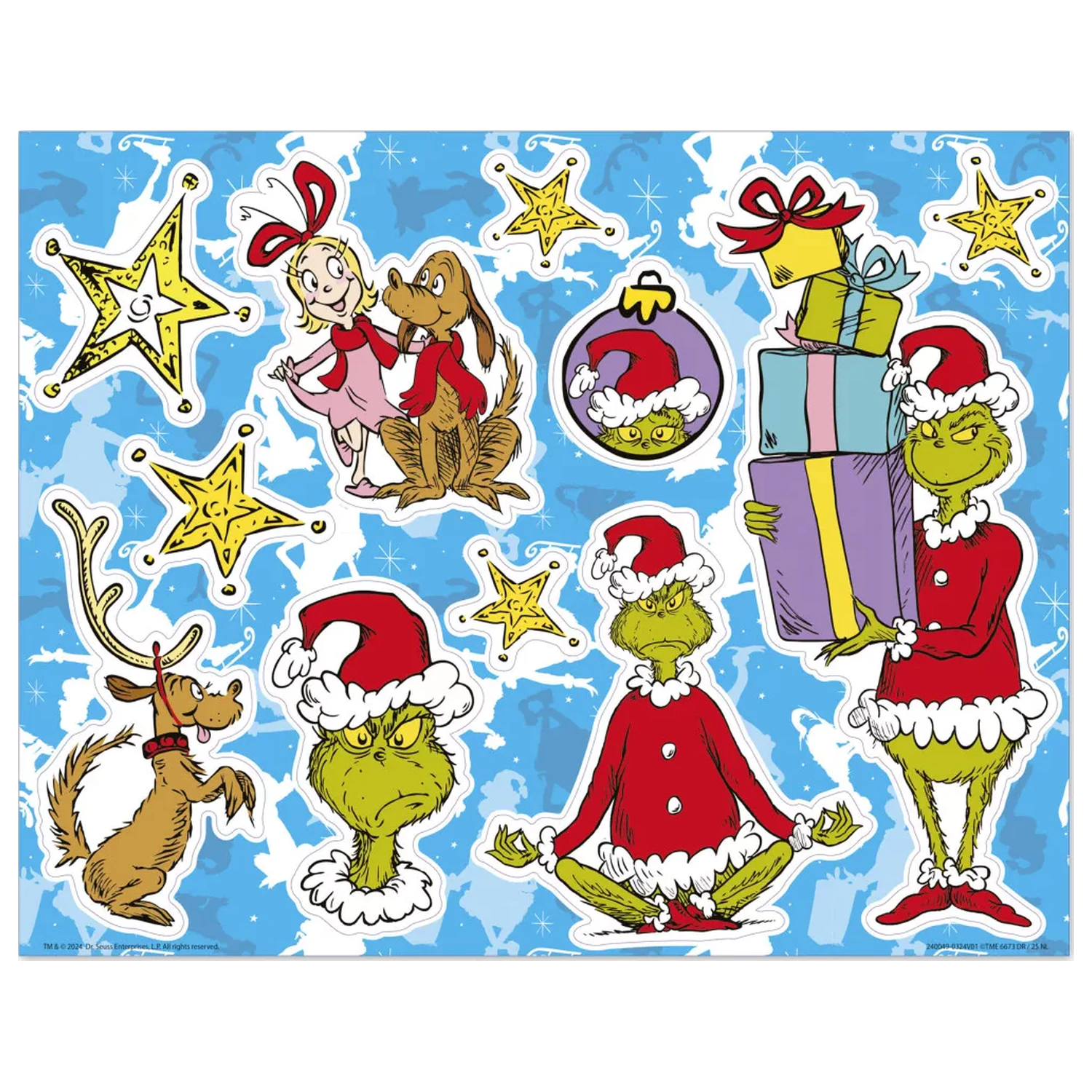 The Grinch Dr Seuss Set nalepk za okno XL fotografija izdelka