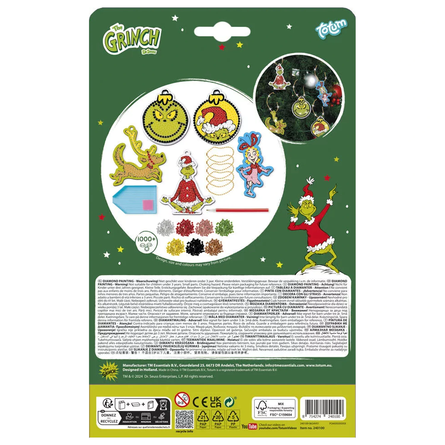 The Grinch Dr. Seuss Diamond Eye Set z obešalnikom fotografija izdelka