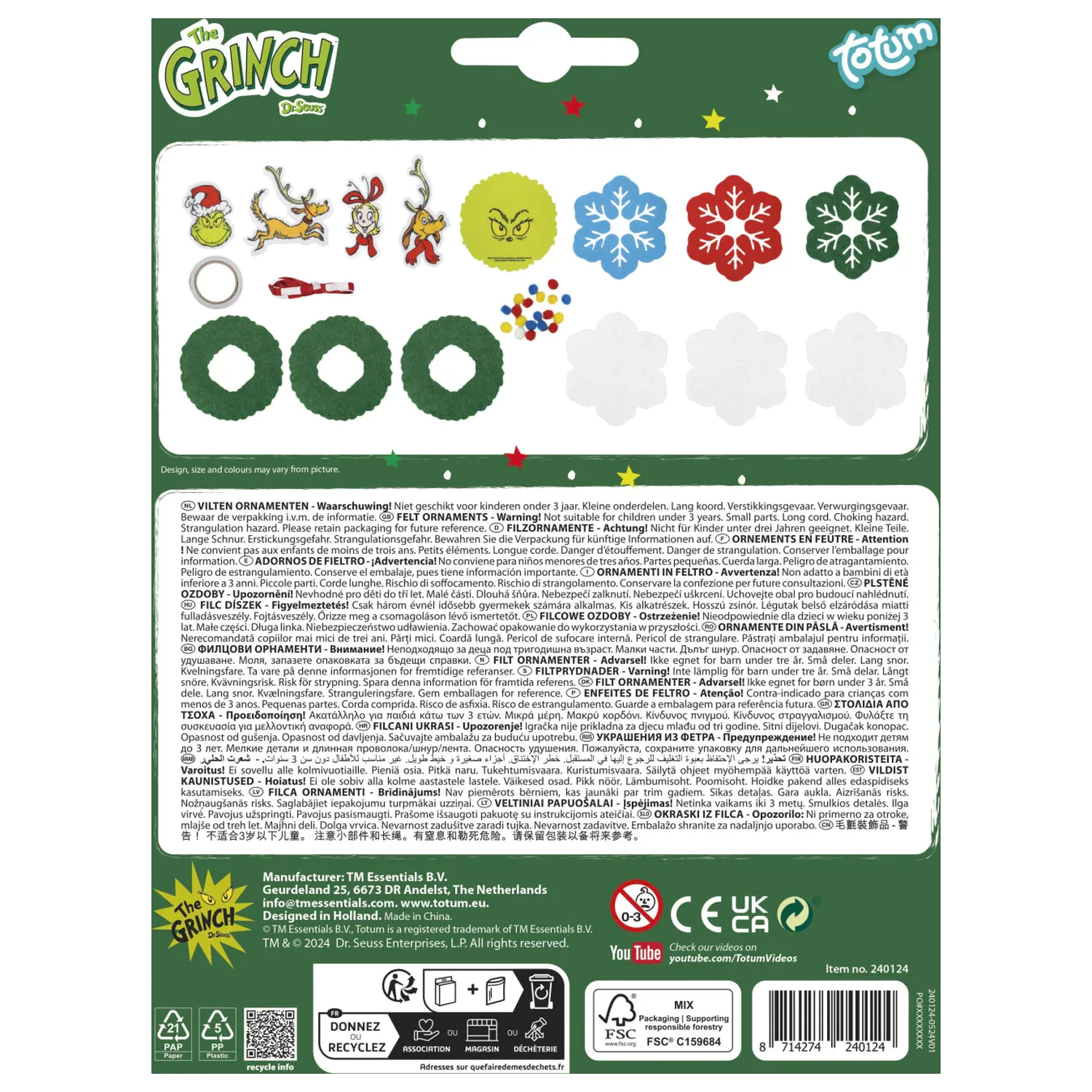 The Grinch Dr. Seuss božični okraski za smrečico 5-delni set fotografija izdelka