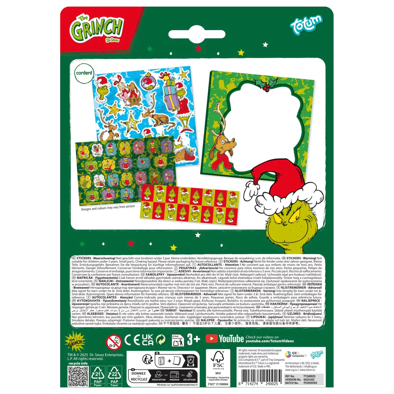 The Grinch Dr. Seuss Komplet nalepk fotografija izdelka
