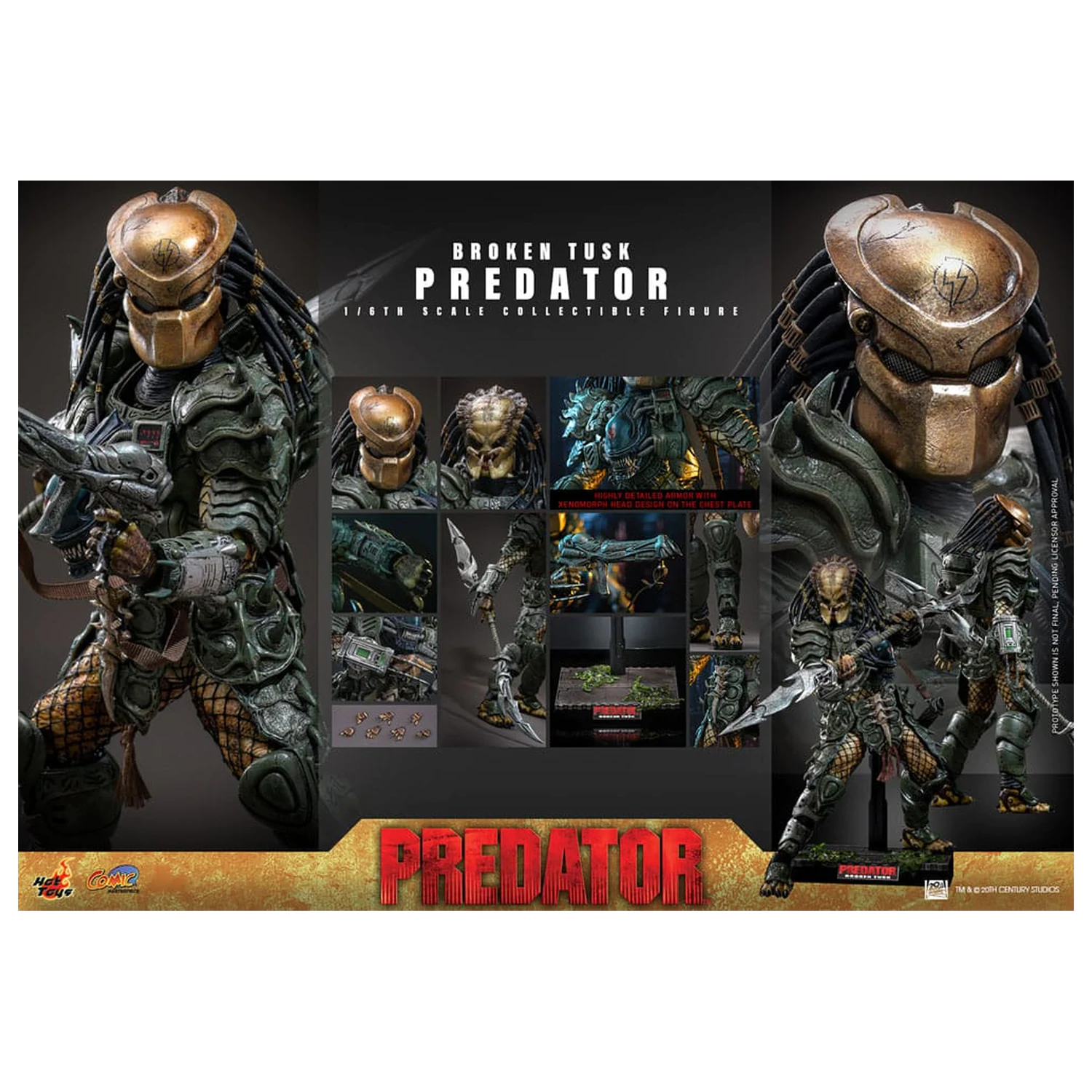 Alien vs. Predator Comic Masterpiece akcijska figura 1/6 Broken Tusk Predator 35 cm fotografija izdelka