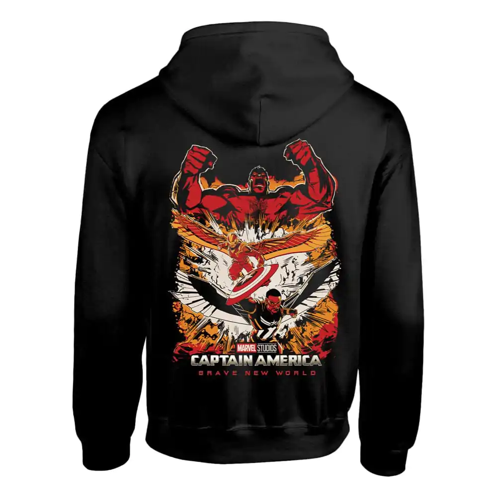 Captain America Brave New World Pulover s kapuco zdrobljen ščit fotografija izdelka