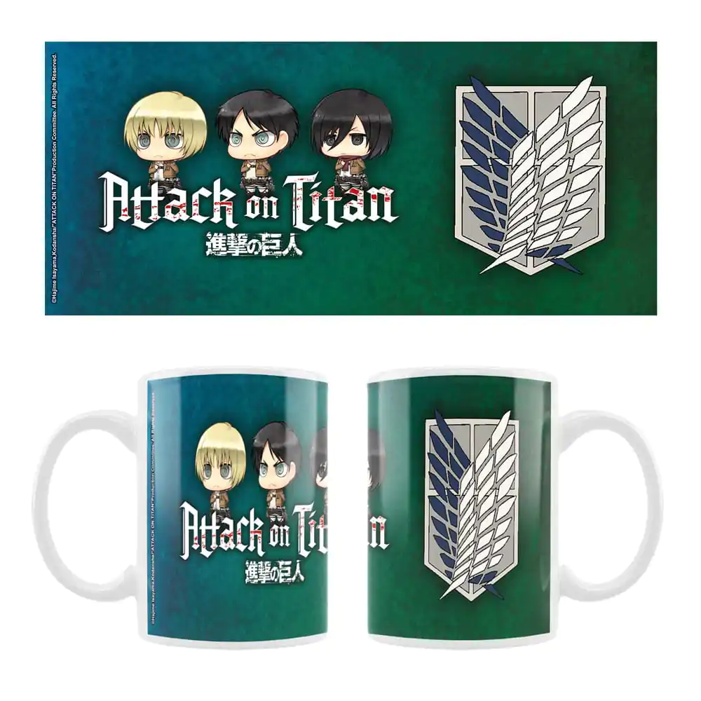 Attack on Titan Keramični *Mug* Eren, Mikasa & Armin *Chibi Style* fotografija izdelka