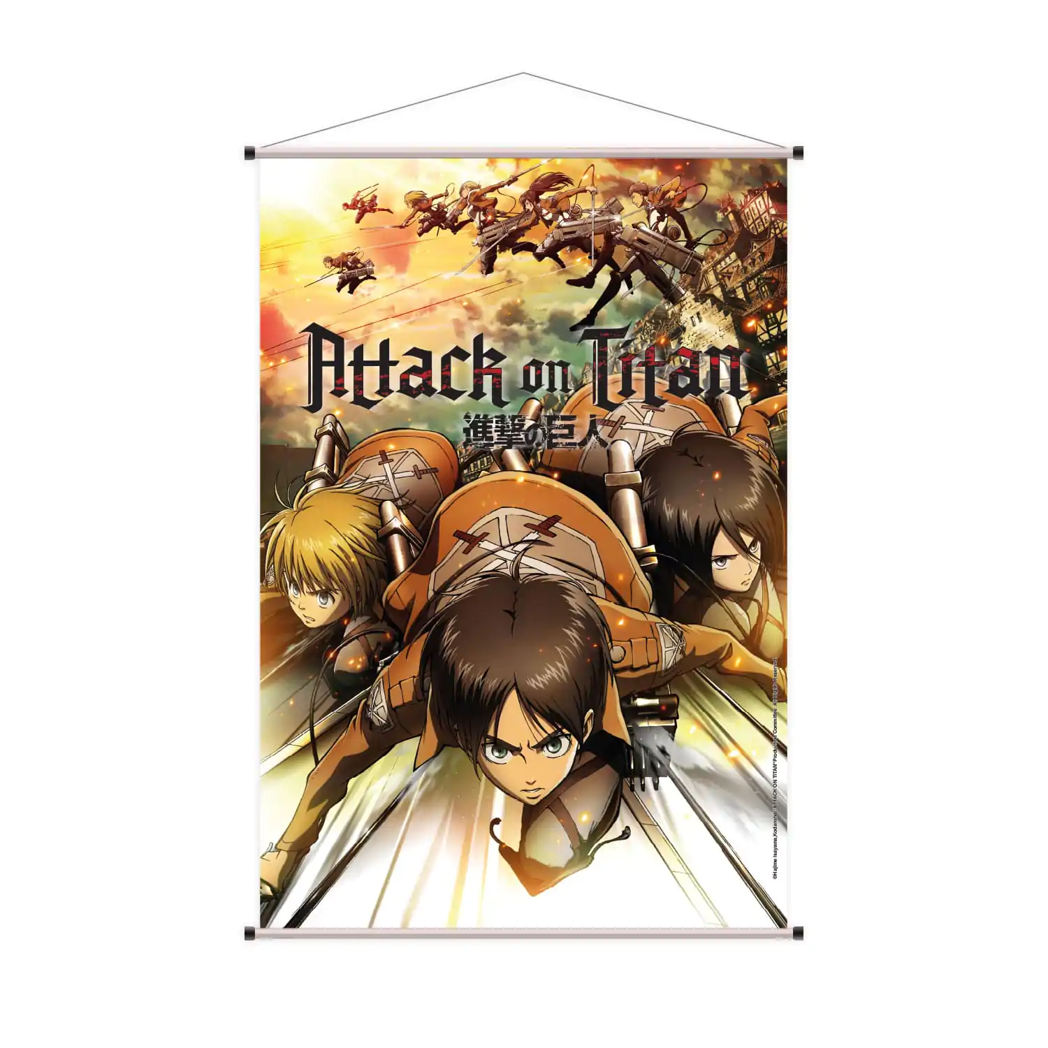 Attack on Titan stenski svitek Eren, Mikasa & Armin 60 x 90 cm fotografija izdelka