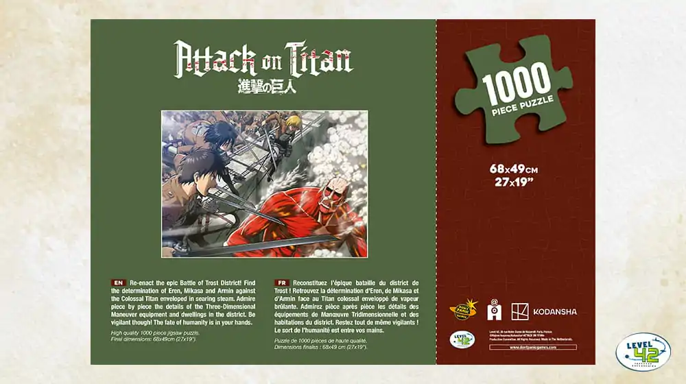 Attack on Titan Puzzle Sestavljanka (1000 kosov) fotografija izdelka