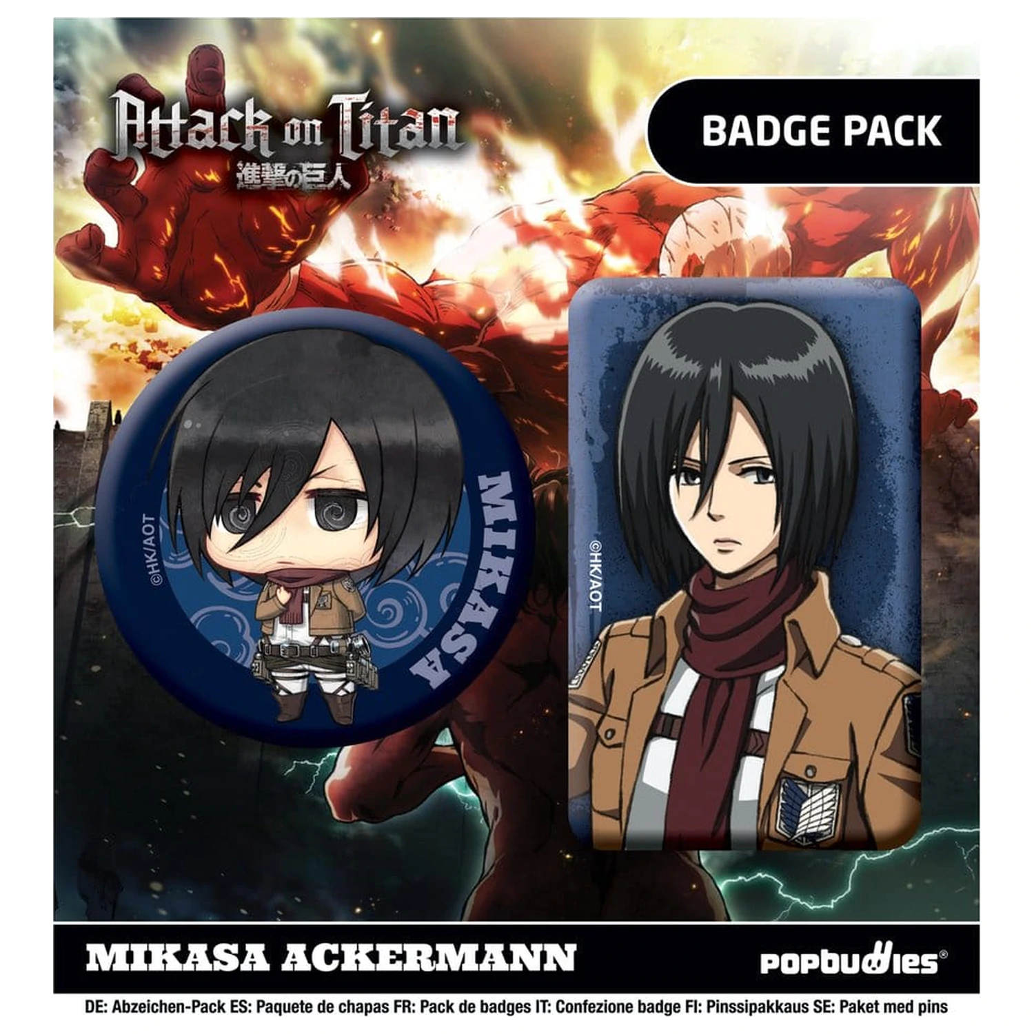 Attack on Titan značke 2-paket Mikasa Ackermann fotografija izdelka