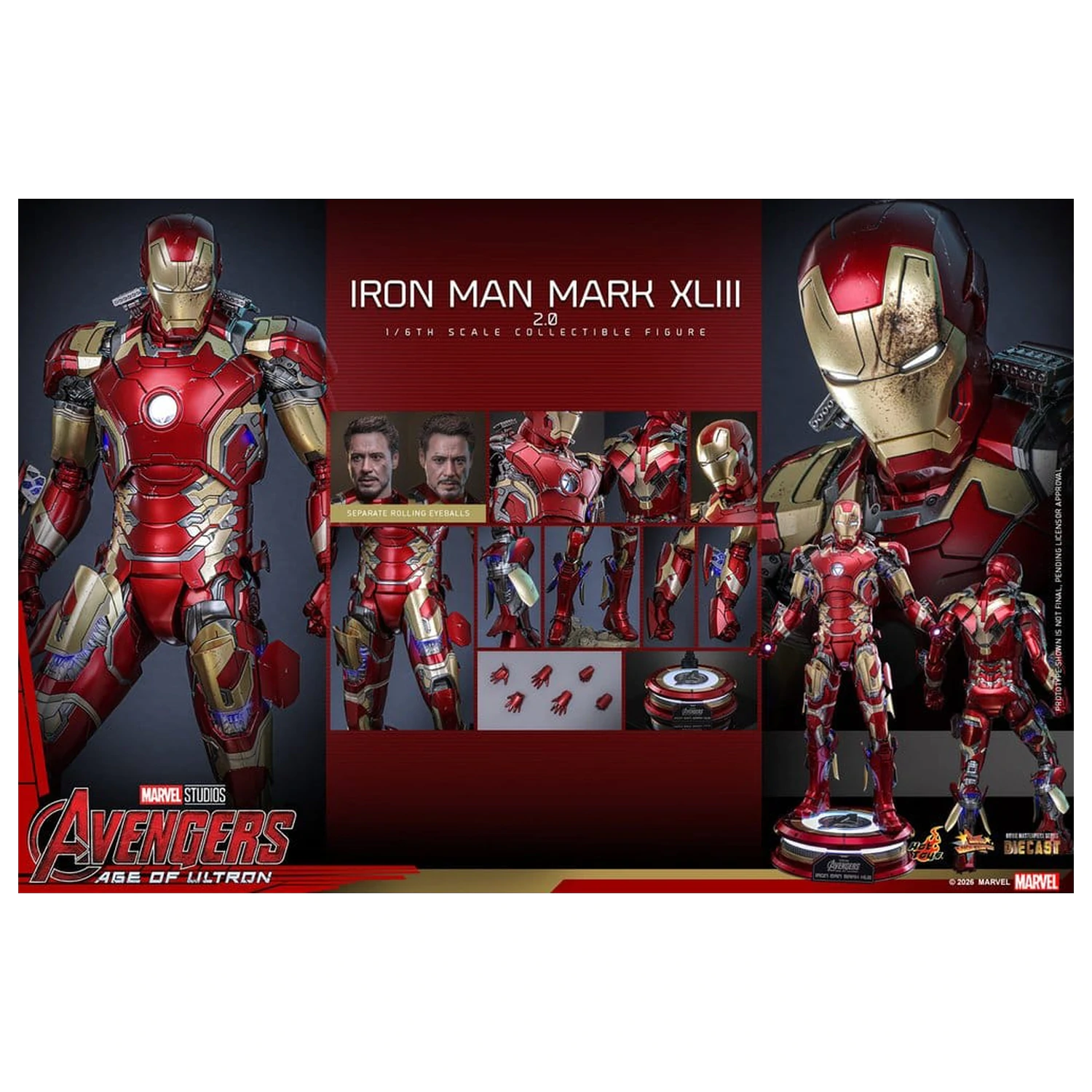 Avengers: Age of Ultron Movie Masterpiece Diecast akcijska figura 1/6 Iron Man Mark XLIII (2.0) 32 cm fotografija izdelka