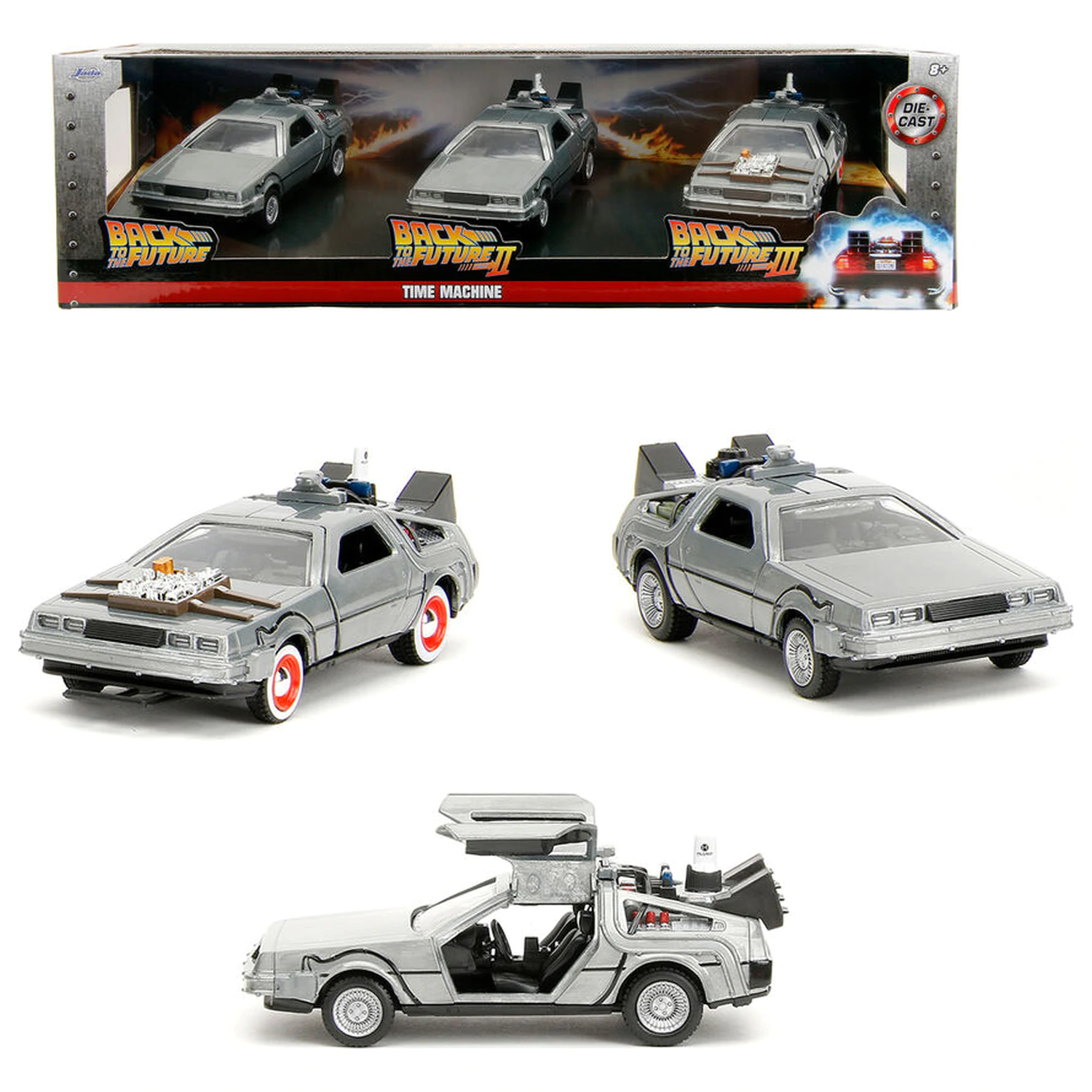 Back to the Future 40th Anniversary Time Machine komplet 3 vozil Delorean fotografija izdelka