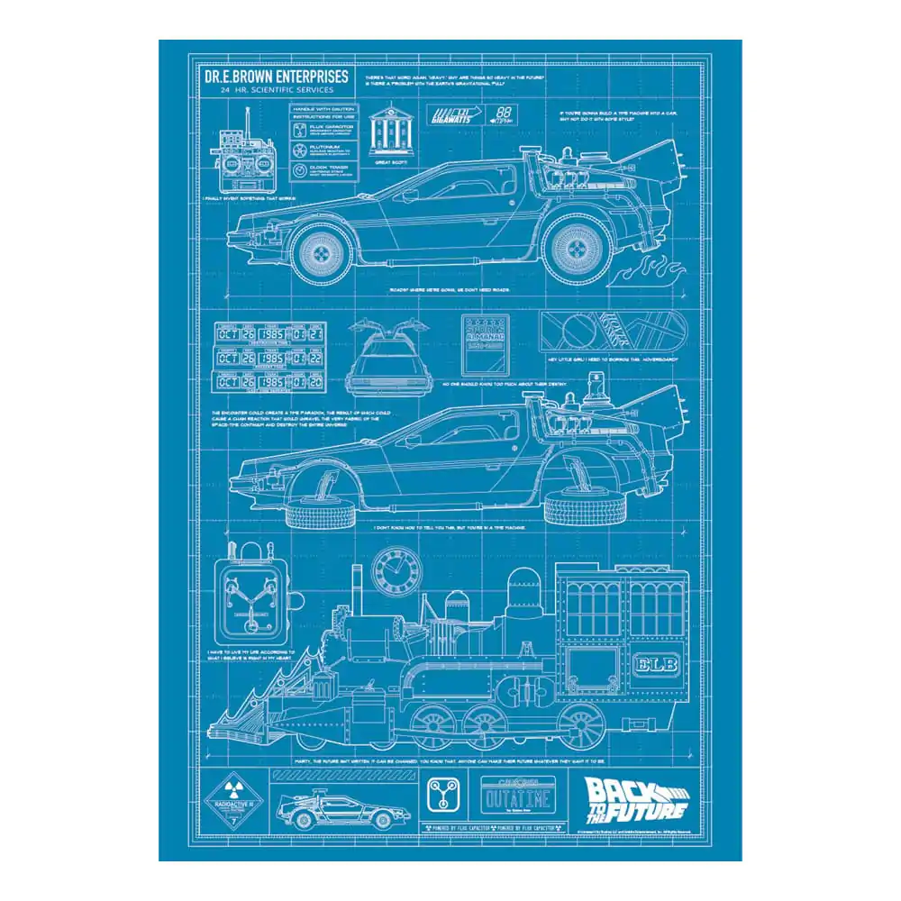 Back To The Future Umetniški tisk Time Machine Blueprint Limited Edition 42 x 30 cm fotografija izdelka
