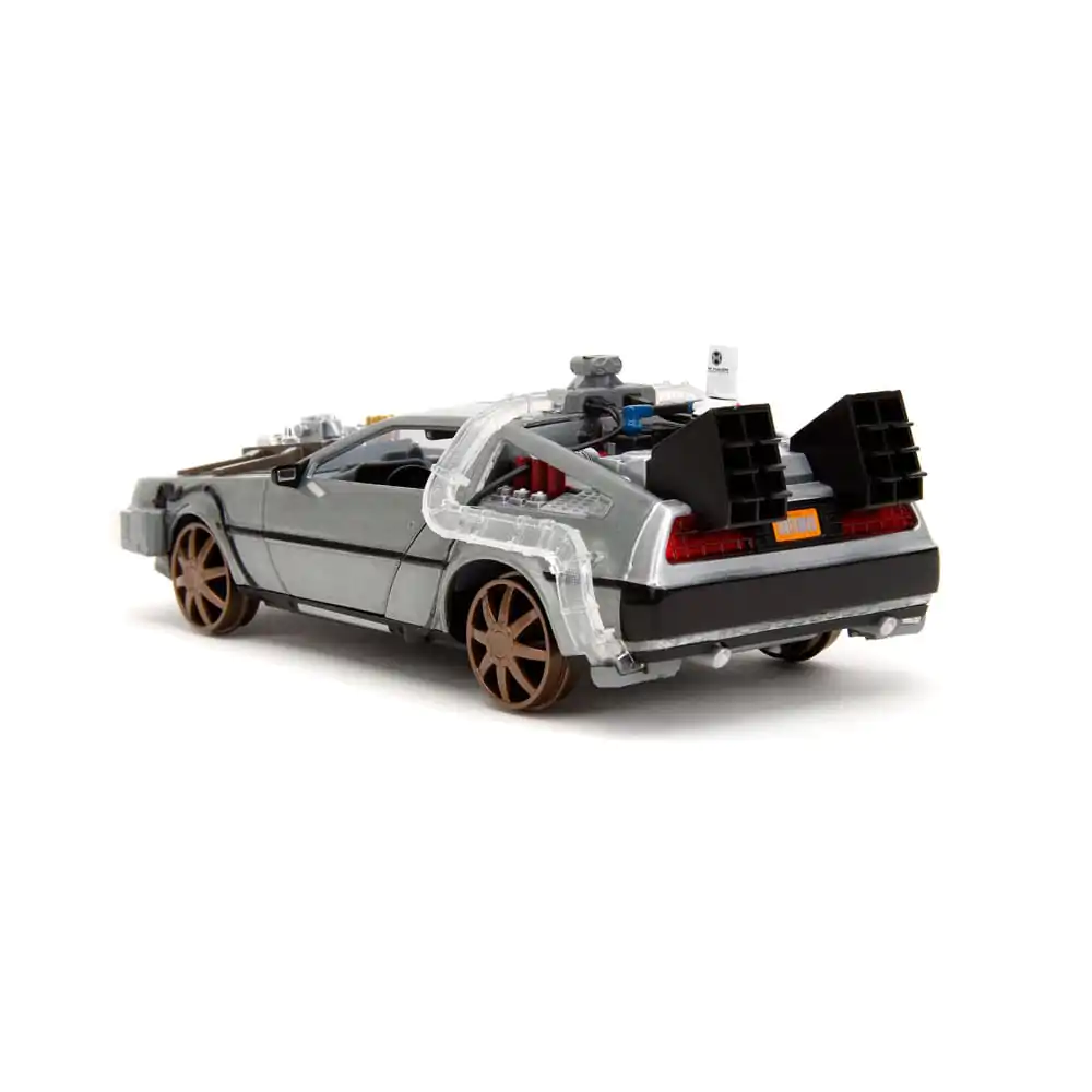 Back to the Future III Hollywood Rides Diecast Model 1/24 DeLorean Time Machine železniška kolesa (Railroad Wheels) fotografija izdelka