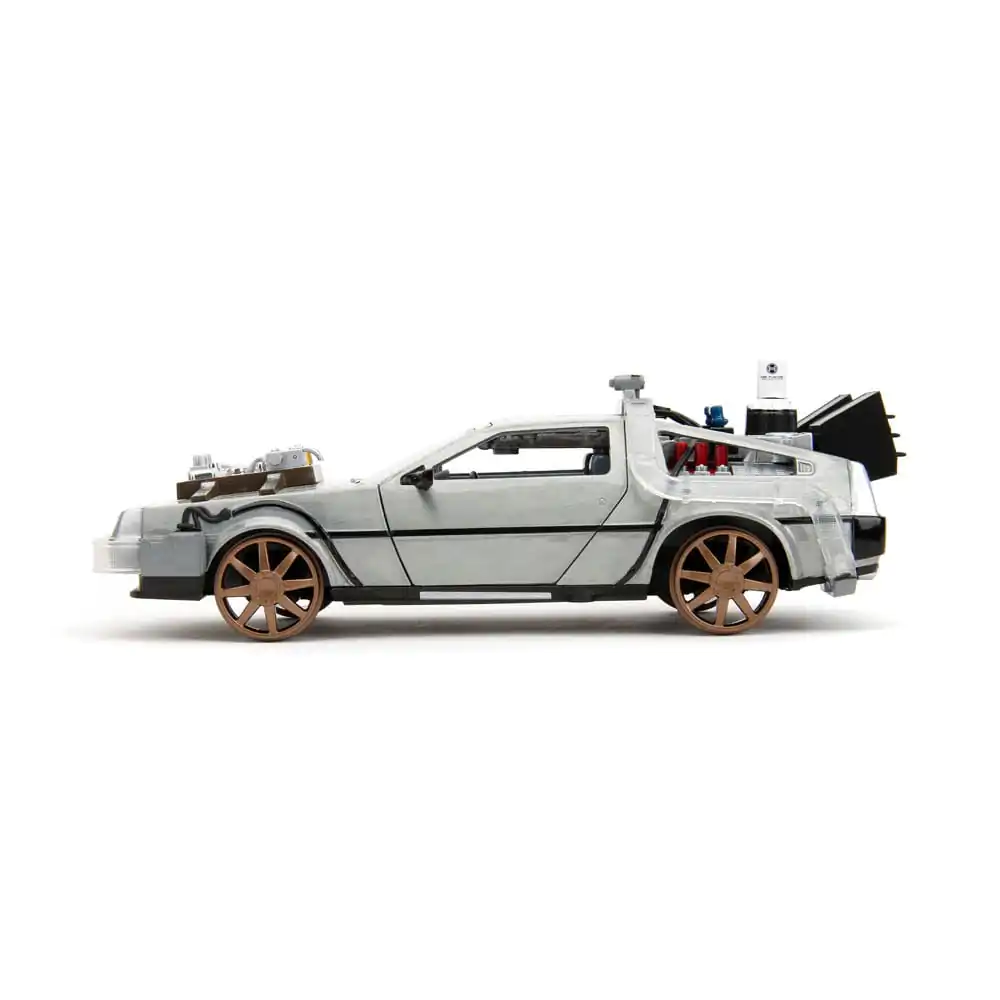 Back to the Future III Hollywood Rides Diecast Model 1/24 DeLorean Time Machine železniška kolesa (Railroad Wheels) fotografija izdelka