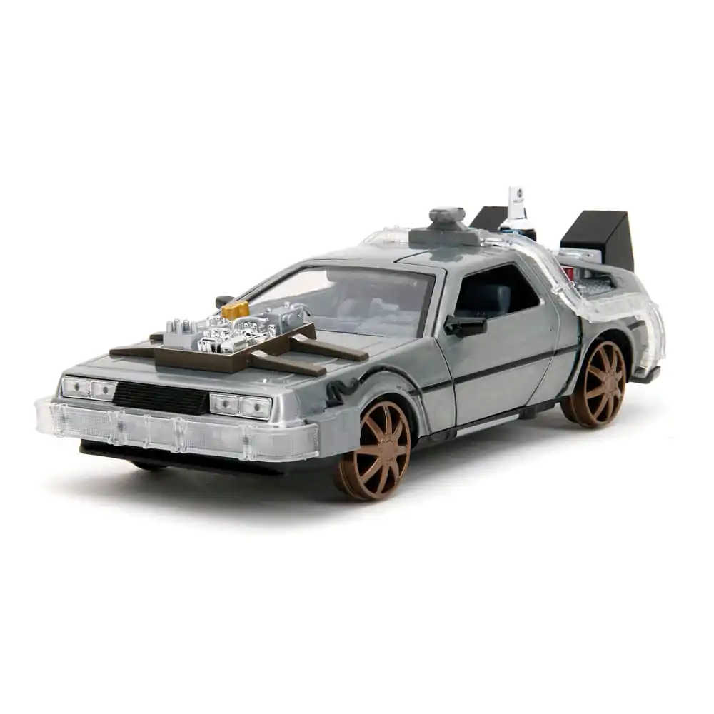 Back to the Future III Hollywood Rides Diecast Model 1/24 DeLorean Time Machine železniška kolesa (Railroad Wheels) fotografija izdelka