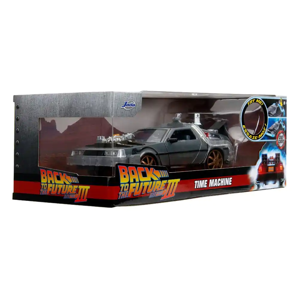 Back to the Future III Hollywood Rides Diecast Model 1/24 DeLorean Time Machine železniška kolesa (Railroad Wheels) fotografija izdelka