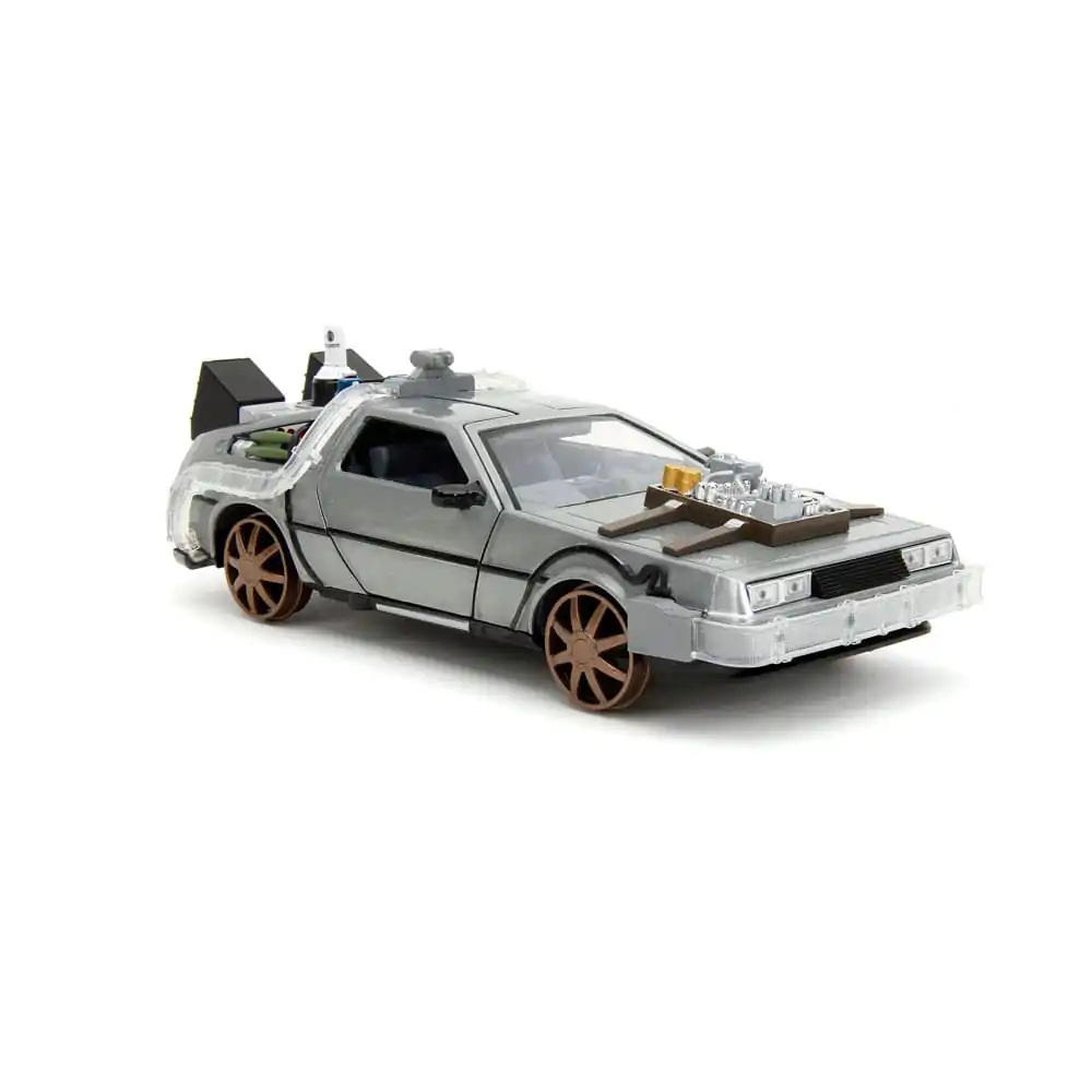 Back to the Future III Hollywood Rides Diecast Model 1/24 DeLorean Time Machine železniška kolesa (Railroad Wheels) fotografija izdelka