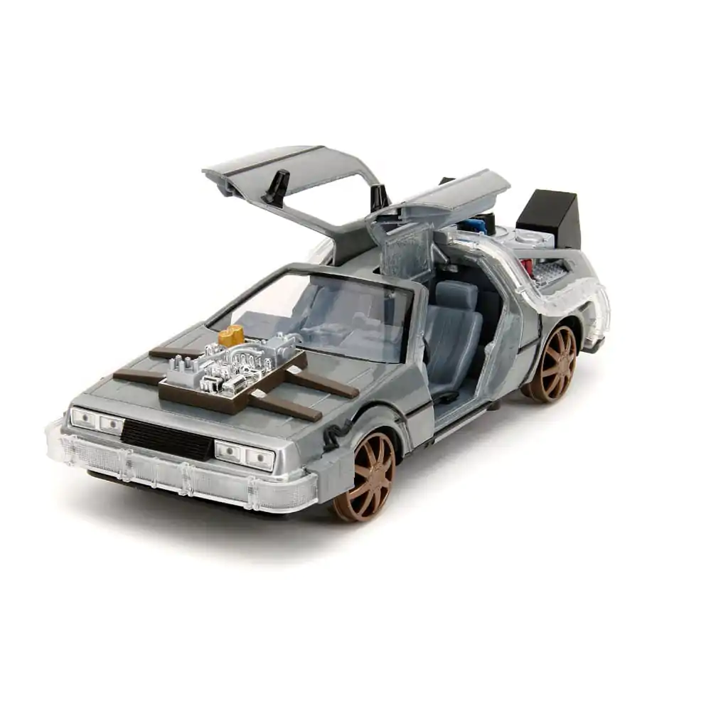 Back to the Future III Hollywood Rides Diecast Model 1/24 DeLorean Time Machine železniška kolesa (Railroad Wheels) fotografija izdelka