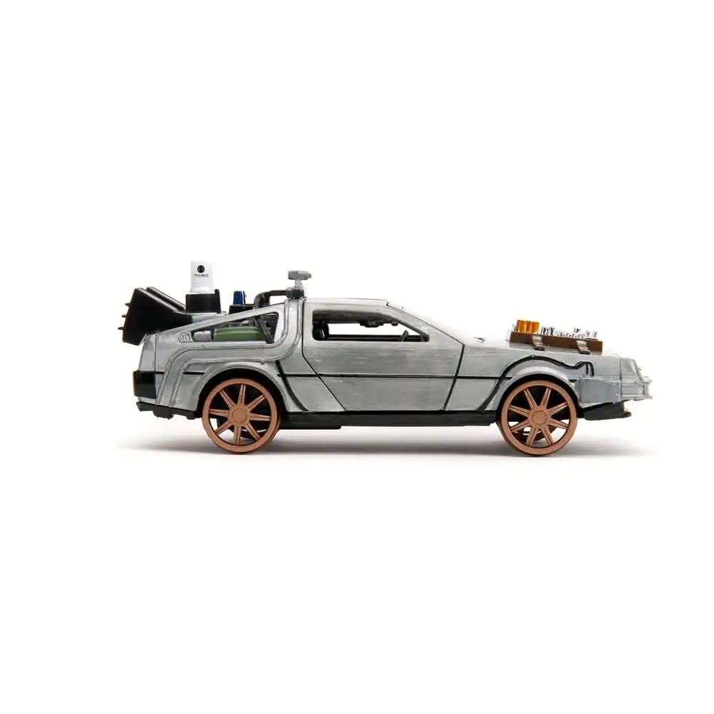 Back to the Future III Hollywood Rides Diecast Model 1/32 DeLorean Time Machine železniška kolesa fotografija izdelka