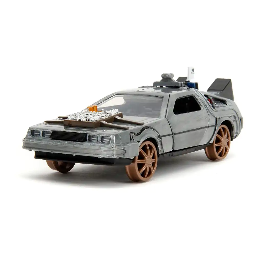 Back to the Future III Hollywood Rides Diecast Model 1/32 DeLorean Time Machine železniška kolesa fotografija izdelka