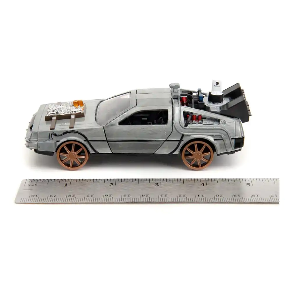 Back to the Future III Hollywood Rides Diecast Model 1/32 DeLorean Time Machine železniška kolesa fotografija izdelka