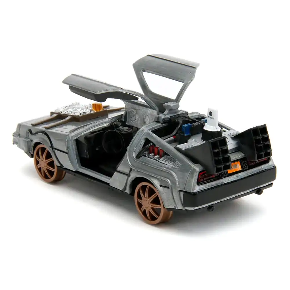 Back to the Future III Hollywood Rides Diecast Model 1/32 DeLorean Time Machine železniška kolesa fotografija izdelka