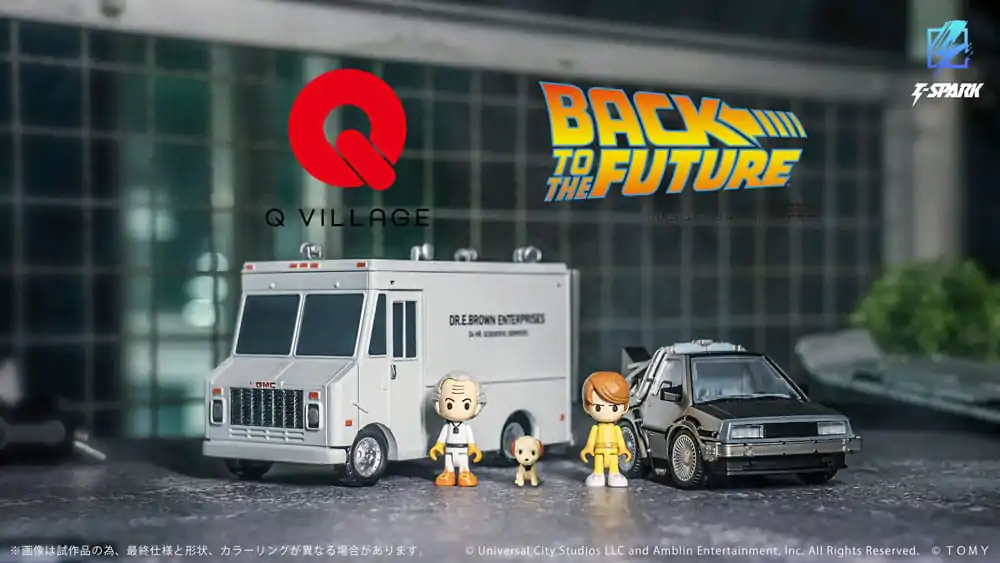 Back to the Future Q-Village vozila z mini figuricami Time Machine luksuzen set 9 cm fotografija izdelka