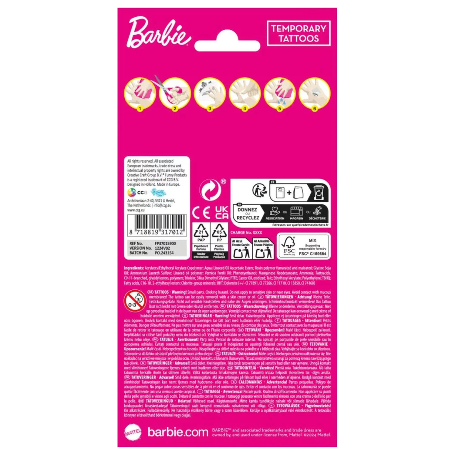 Barbie Crew tattoo, 12-delni set fotografija izdelka