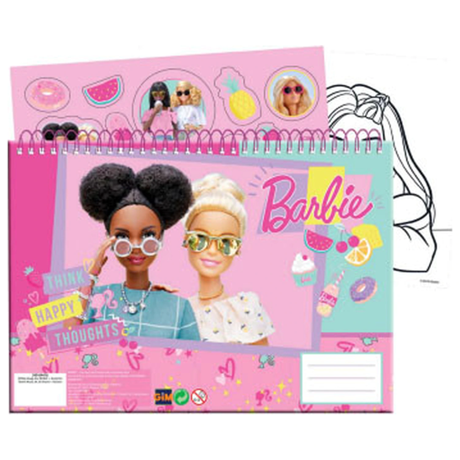 Barbie Happy Thoughts A/4 Spiralni skicirni blok 40 listov z nalepkami fotografija izdelka