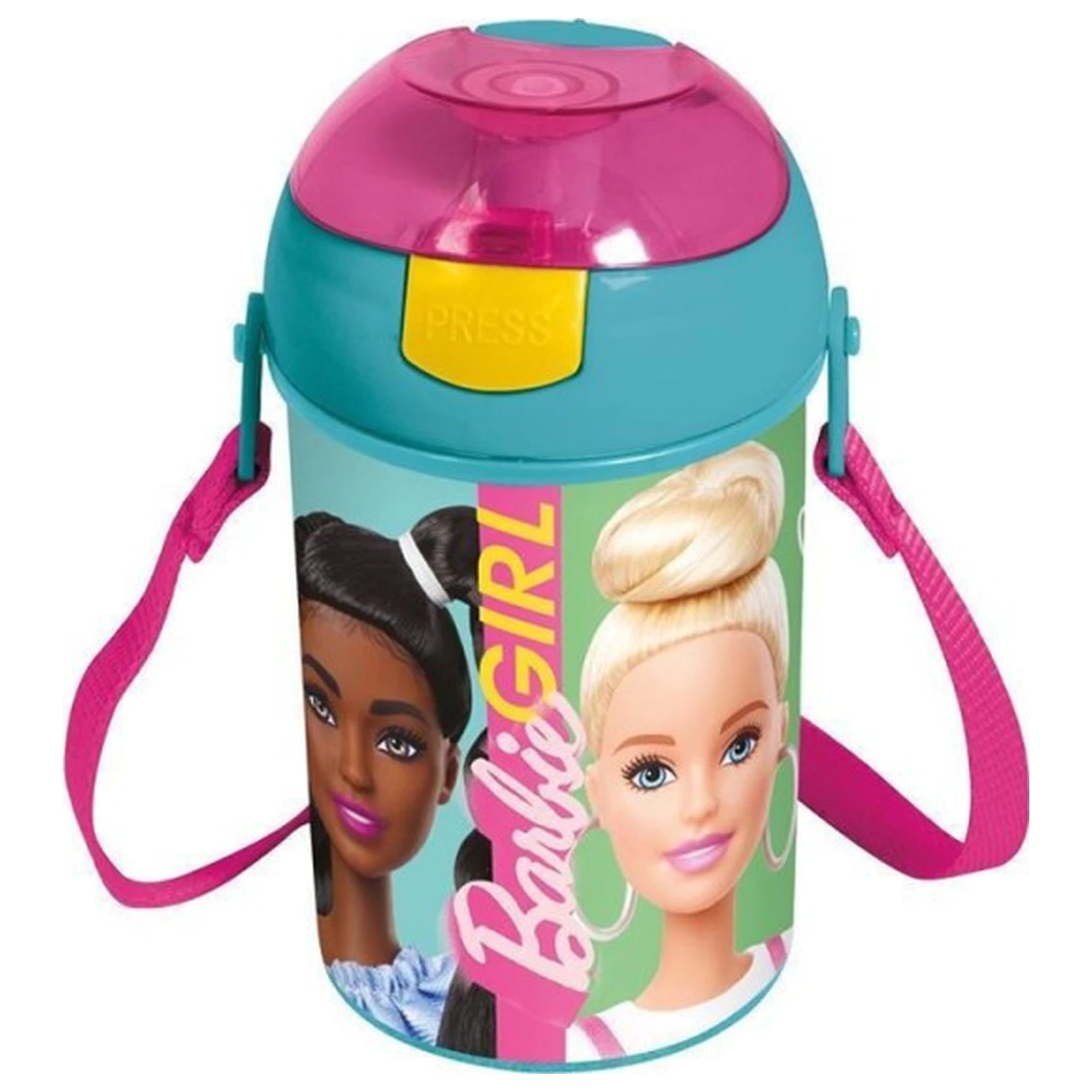 Barbie Happy Thoughts plastična slamnata steklenica s kavljem 450 ml fotografija izdelka