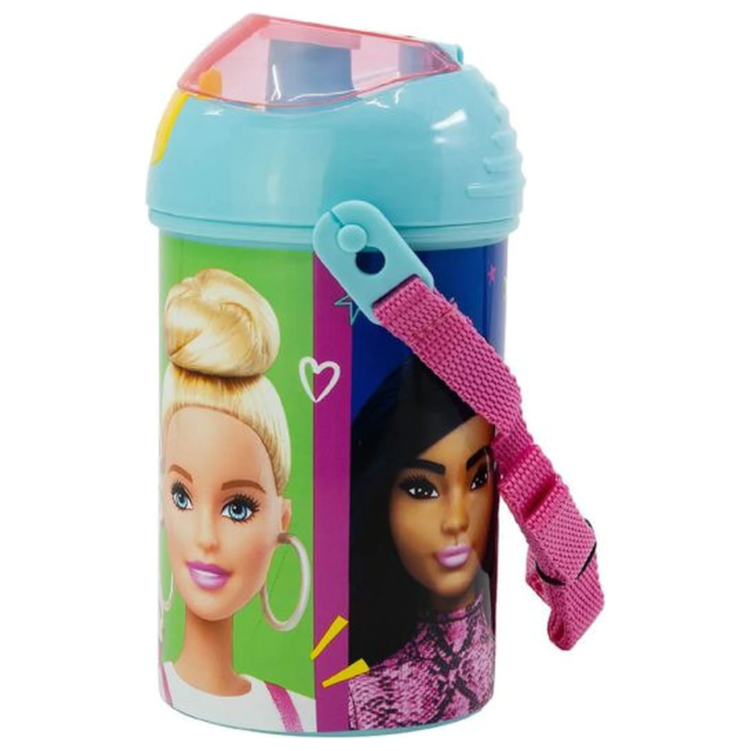 Barbie Happy Thoughts plastična slamnata steklenica s kavljem 450 ml fotografija izdelka