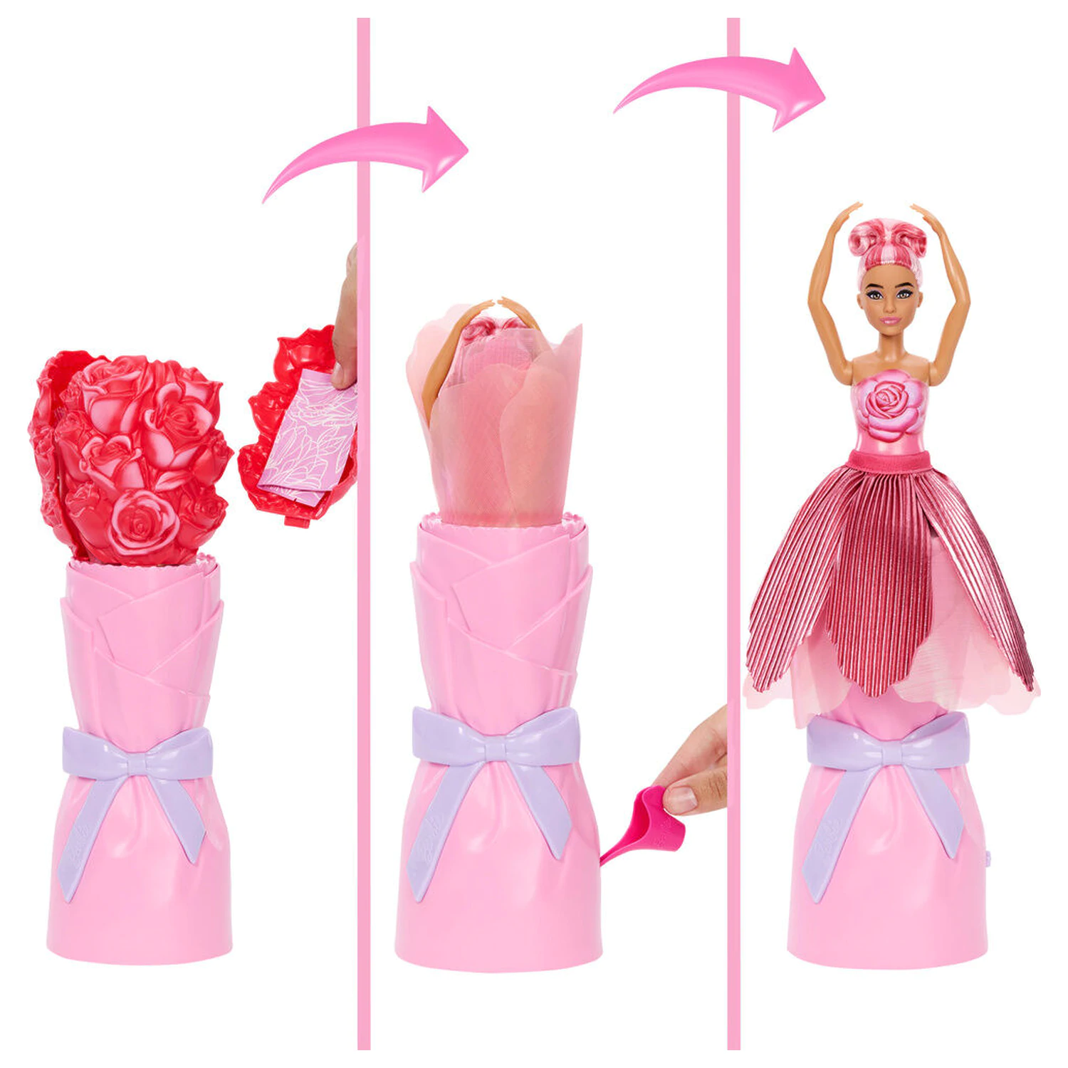 Barbie Petal Pop Rdeča roza punčka fotografija izdelka