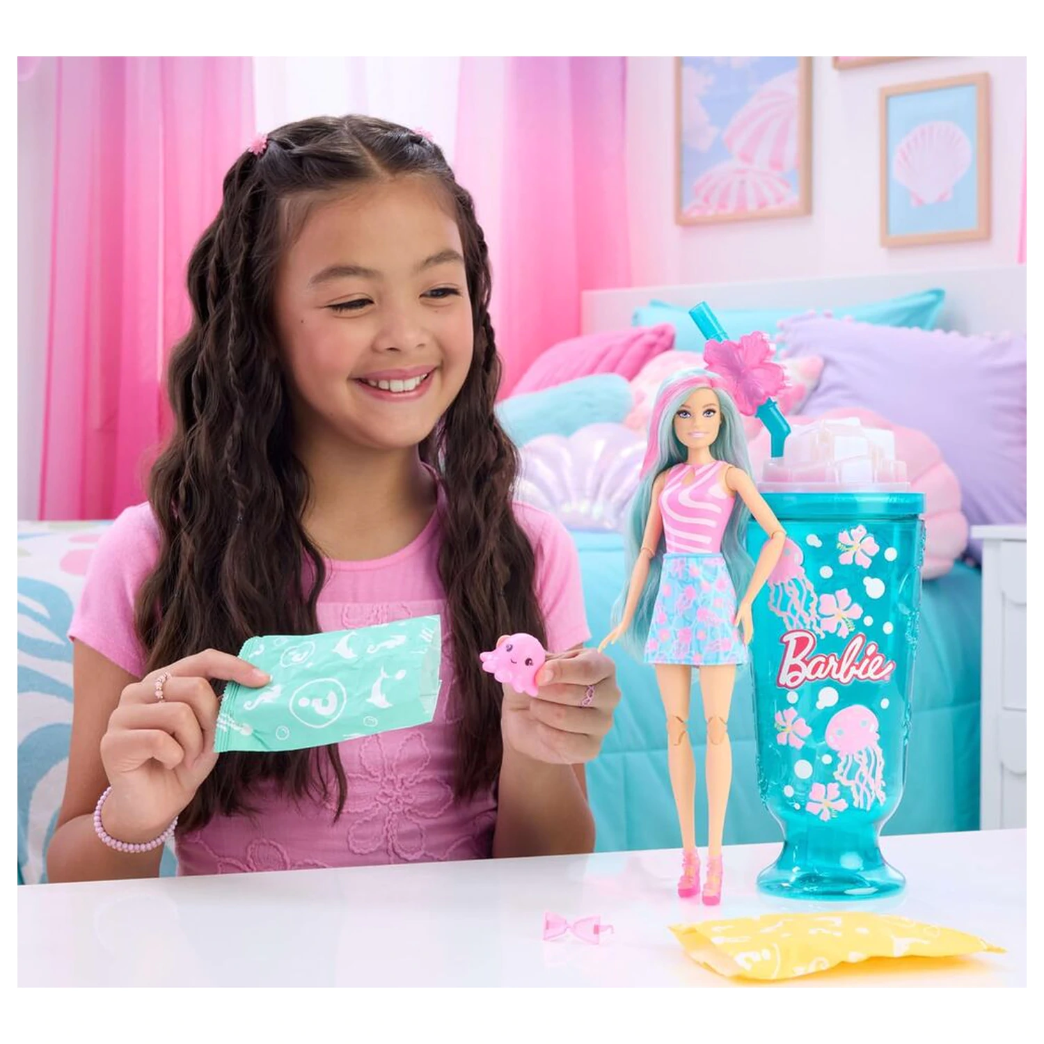 Barbie Pop Reveal Sea Breeze Blue skodelica punčka fotografija izdelka