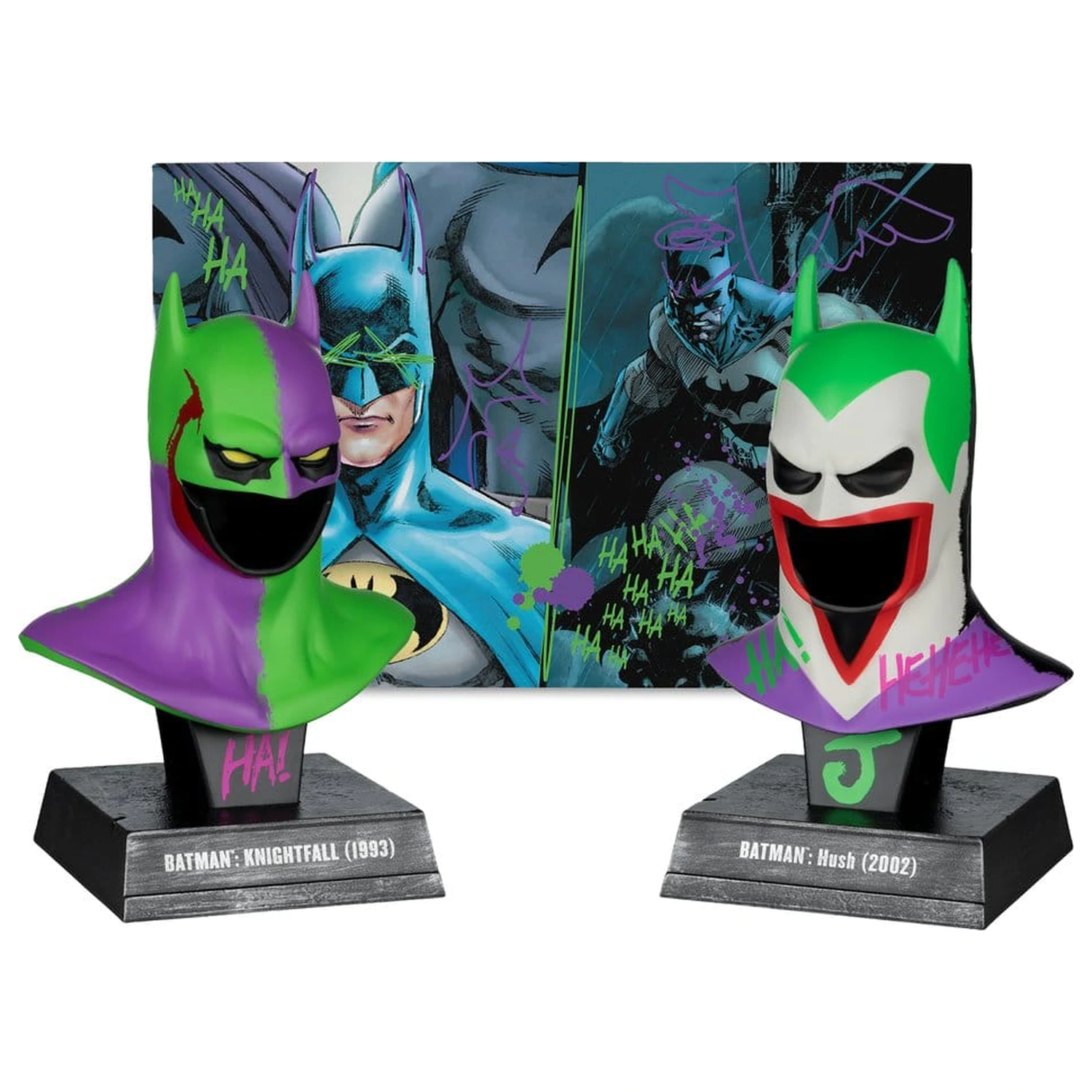Batman DC Direct Mini Replika 1/3 2-pack Batman Cowls Hush & Knightfall (Jokerized) (Gold Label) 18 cm fotografija izdelka