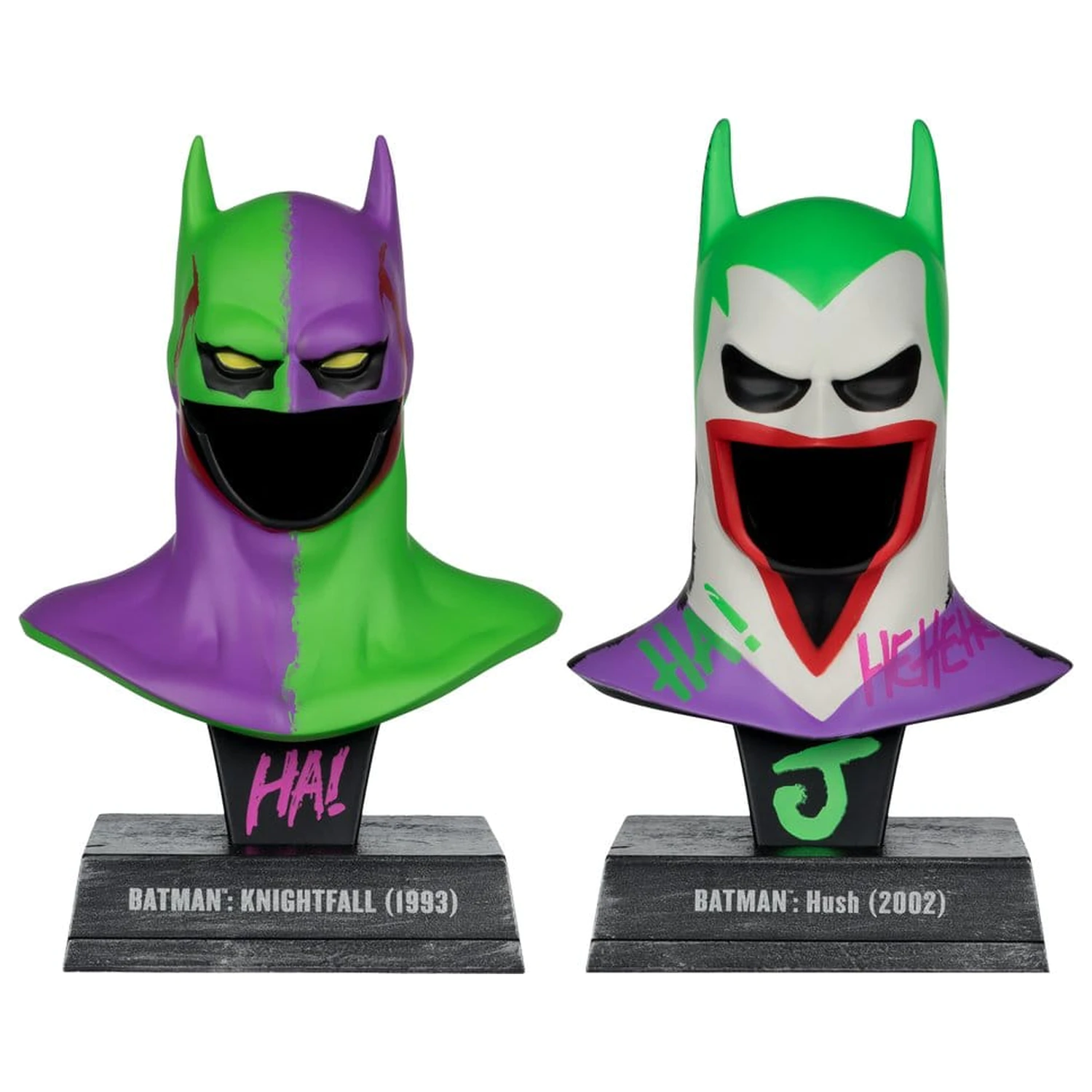 Batman DC Direct Mini Replika 1/3 2-pack Batman Cowls Hush & Knightfall (Jokerized) (Gold Label) 18 cm fotografija izdelka