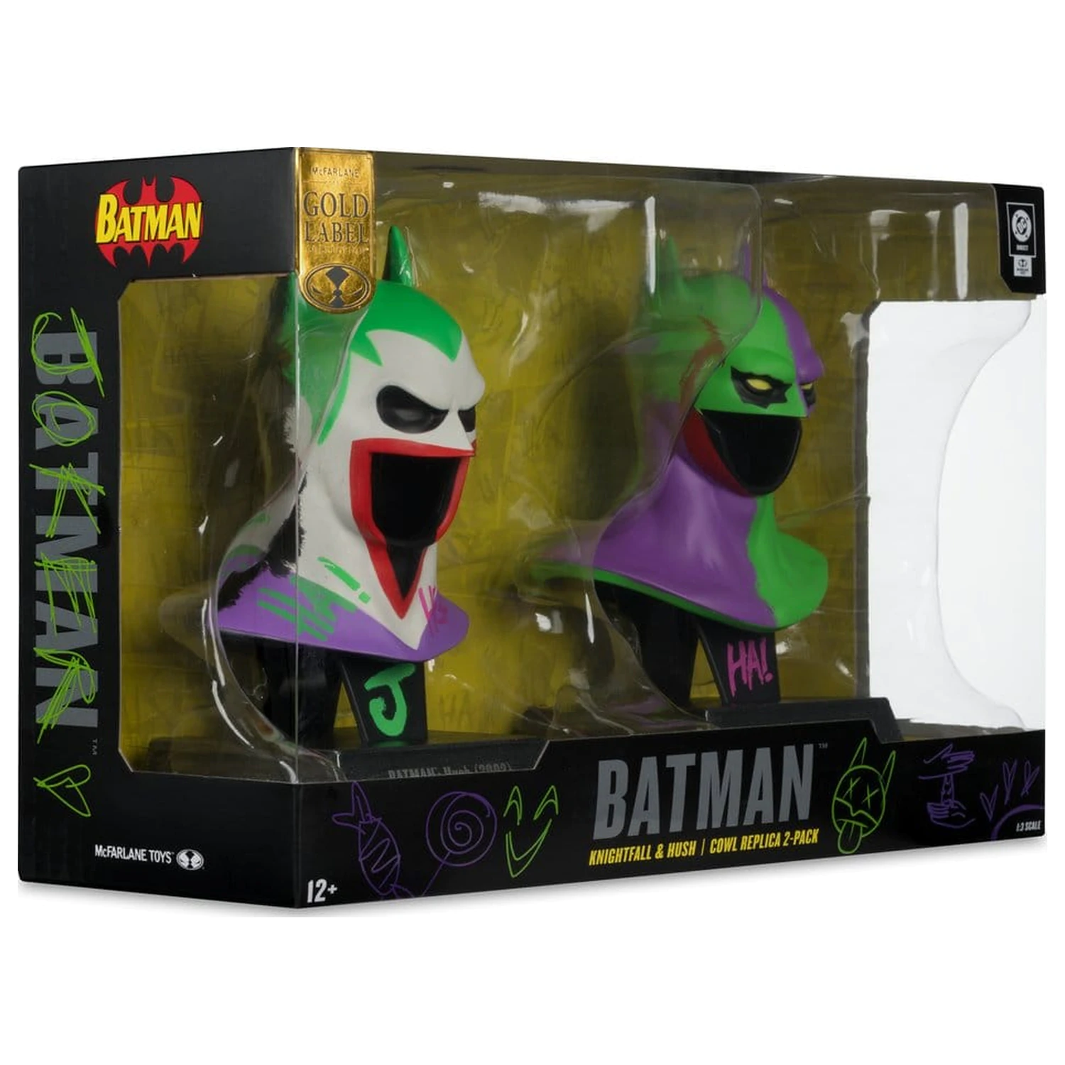 Batman DC Direct Mini Replika 1/3 2-pack Batman Cowls Hush & Knightfall (Jokerized) (Gold Label) 18 cm fotografija izdelka