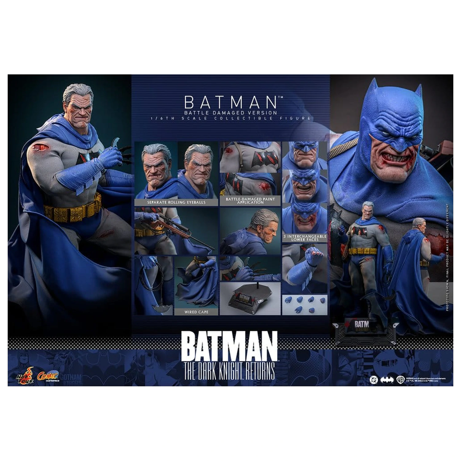 Batman: The Dark Knight Returns Comic Masterpiece akcijska figura 1/6 Batman (različica s poškodbami od bitke) 32 cm fotografija izdelka